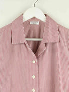Vintage Damen 90s Gestreiftes Kurzarm Hemd Rot L (detail image 1)