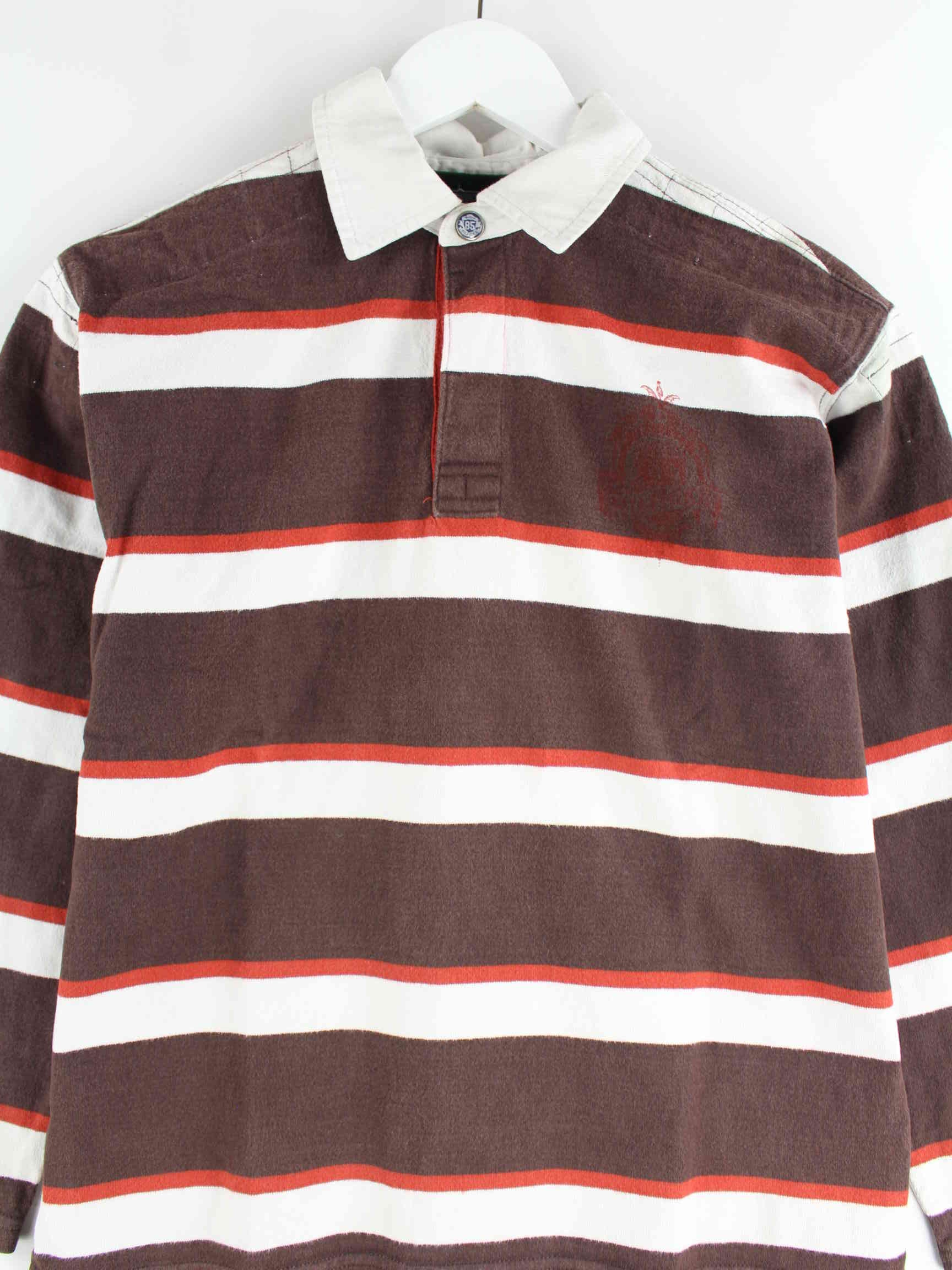 Tommy Hilfiger Damen Gestreifter Embroidered Polo Sweater Braun XS (detail image 1)