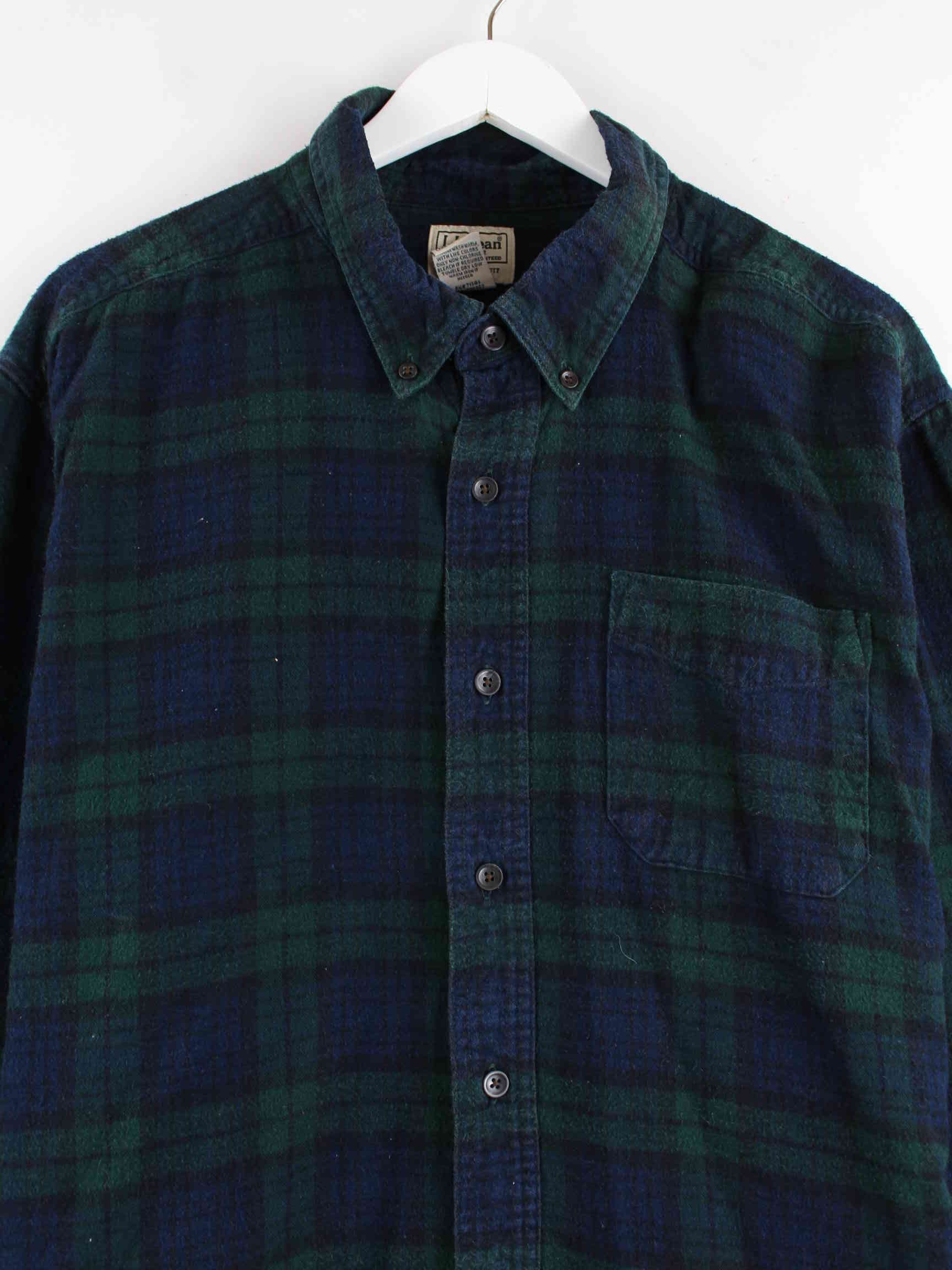 LL Bean 00s Striped Flanell Hemd Blau XL (detail image 1)