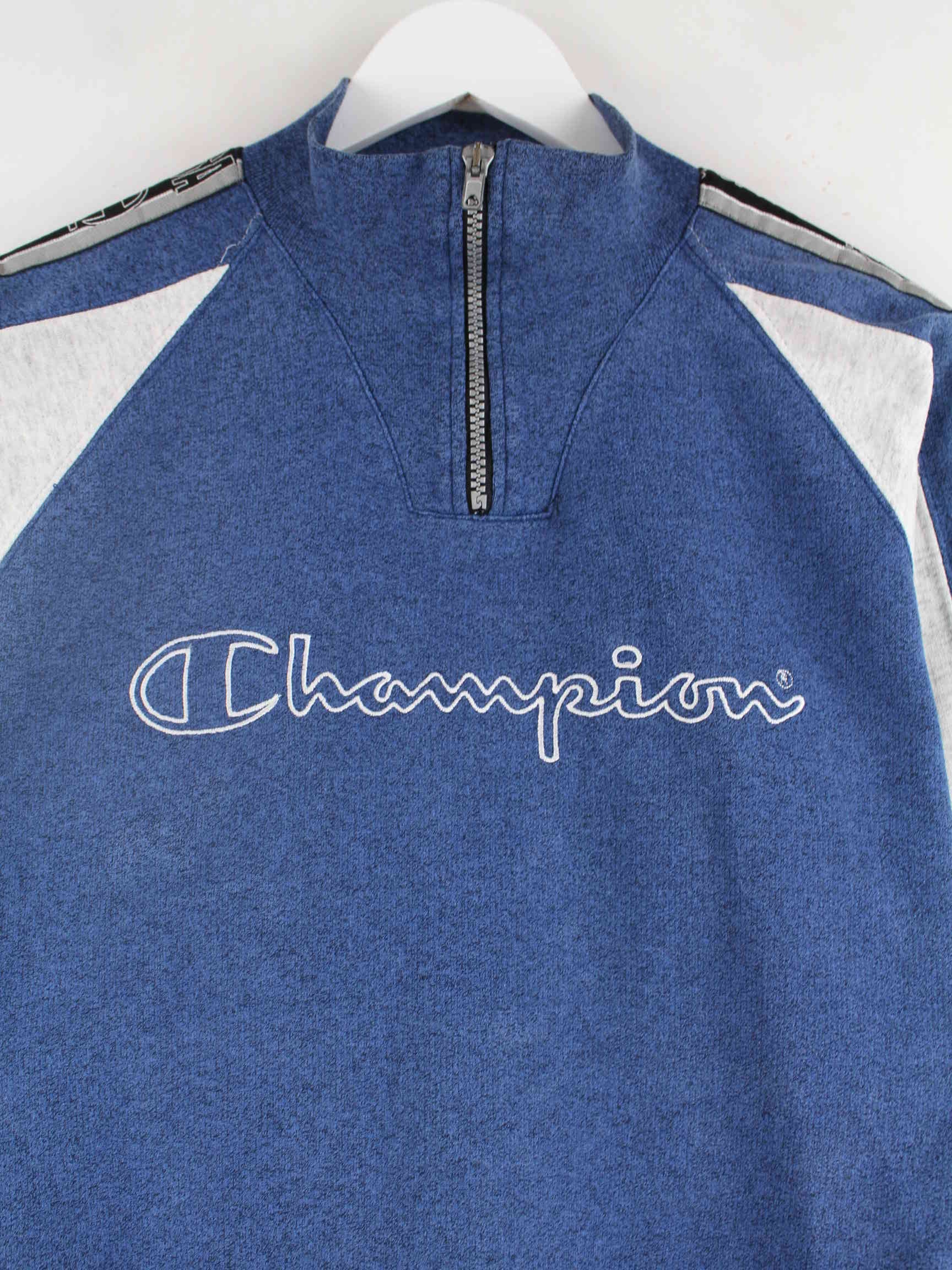 Champion Damen 00s Embroidered Half Zip Sweater Blau XS (detail image 1)