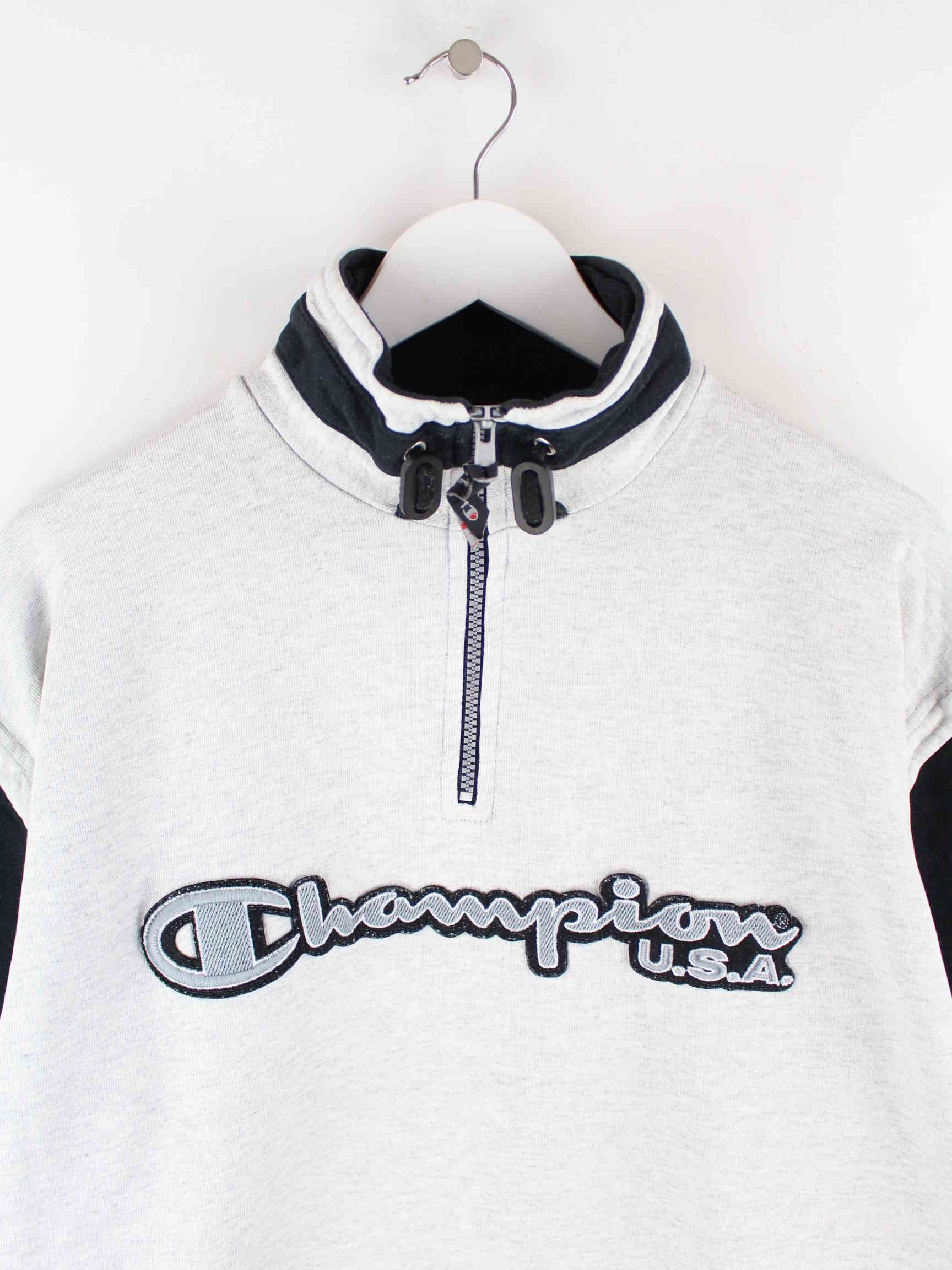 Champion 90s Vintage Half Zip Sweater Grau M (detail image 1)