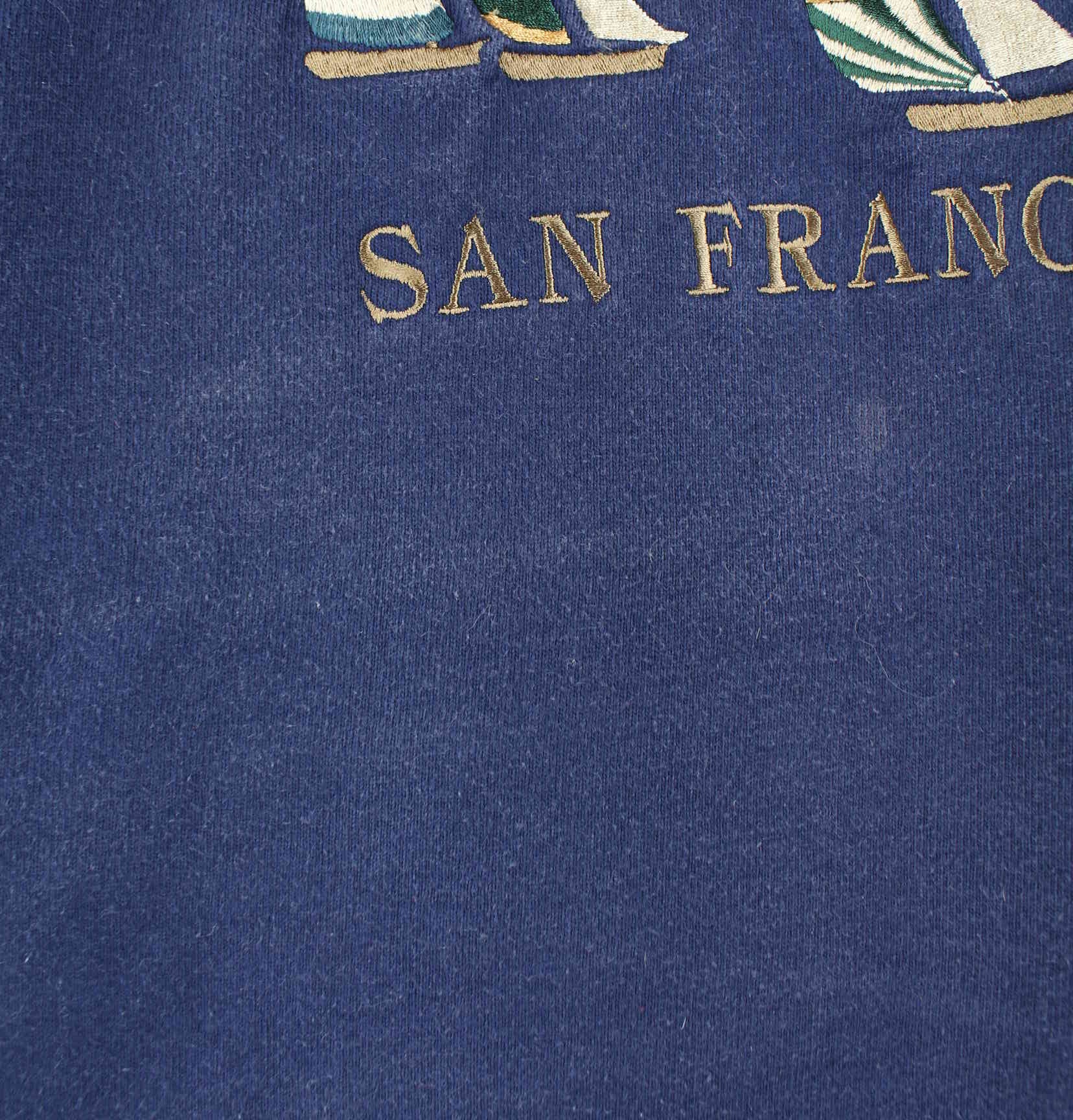 Camp David 80s Vintage Embroidered Sweater Blau L (detail image 2)