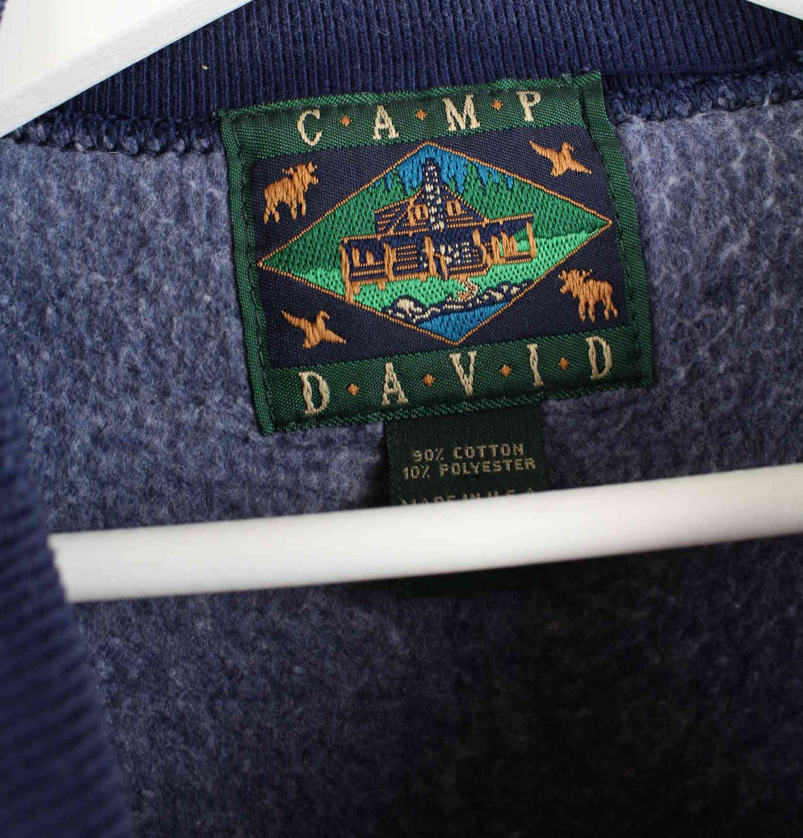 Camp David 80s Vintage Embroidered Sweater Blau L (detail image 3)