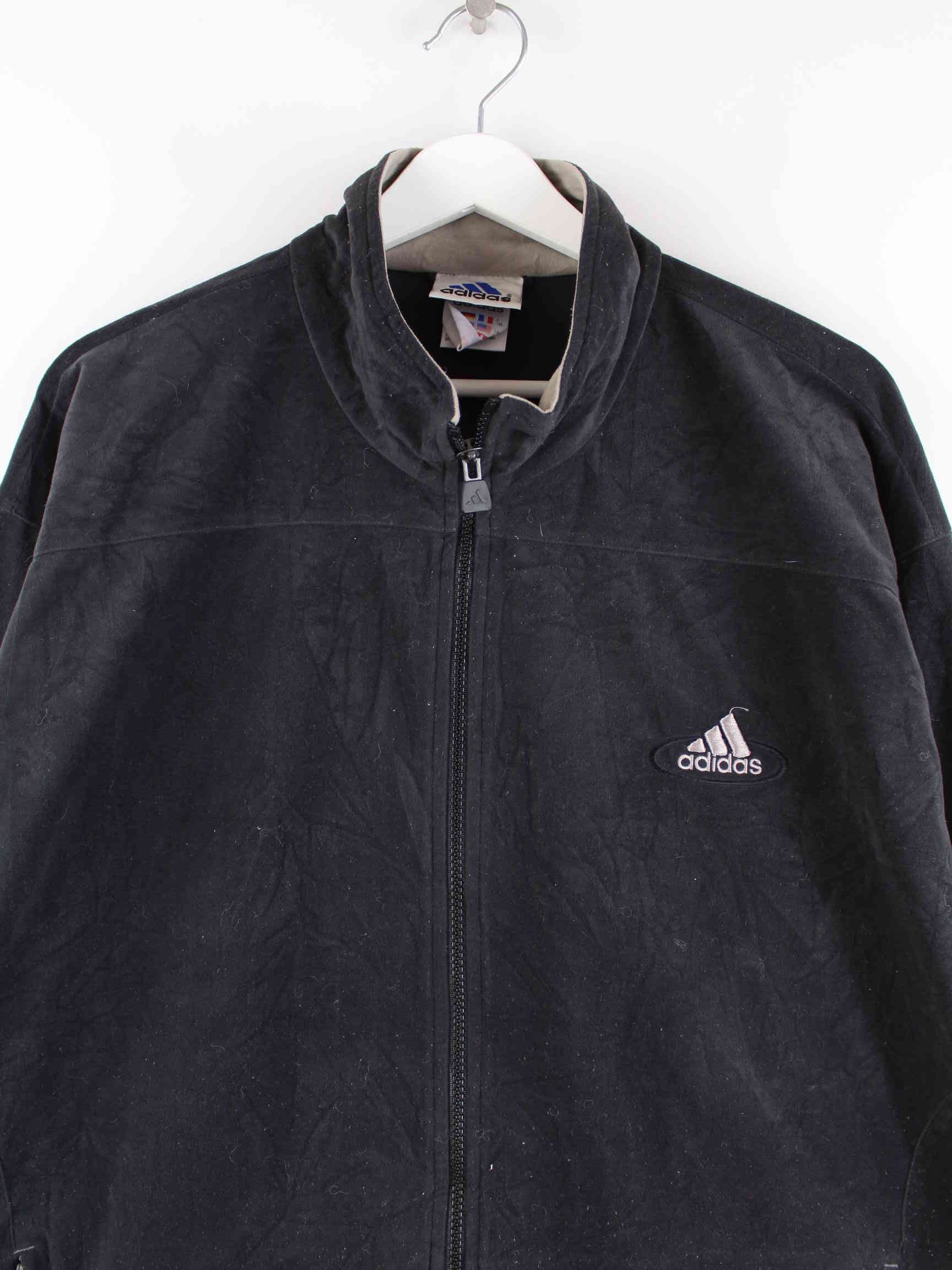 Adidas 90s Vintage Velour Jacke Schwarz L (detail image 1)