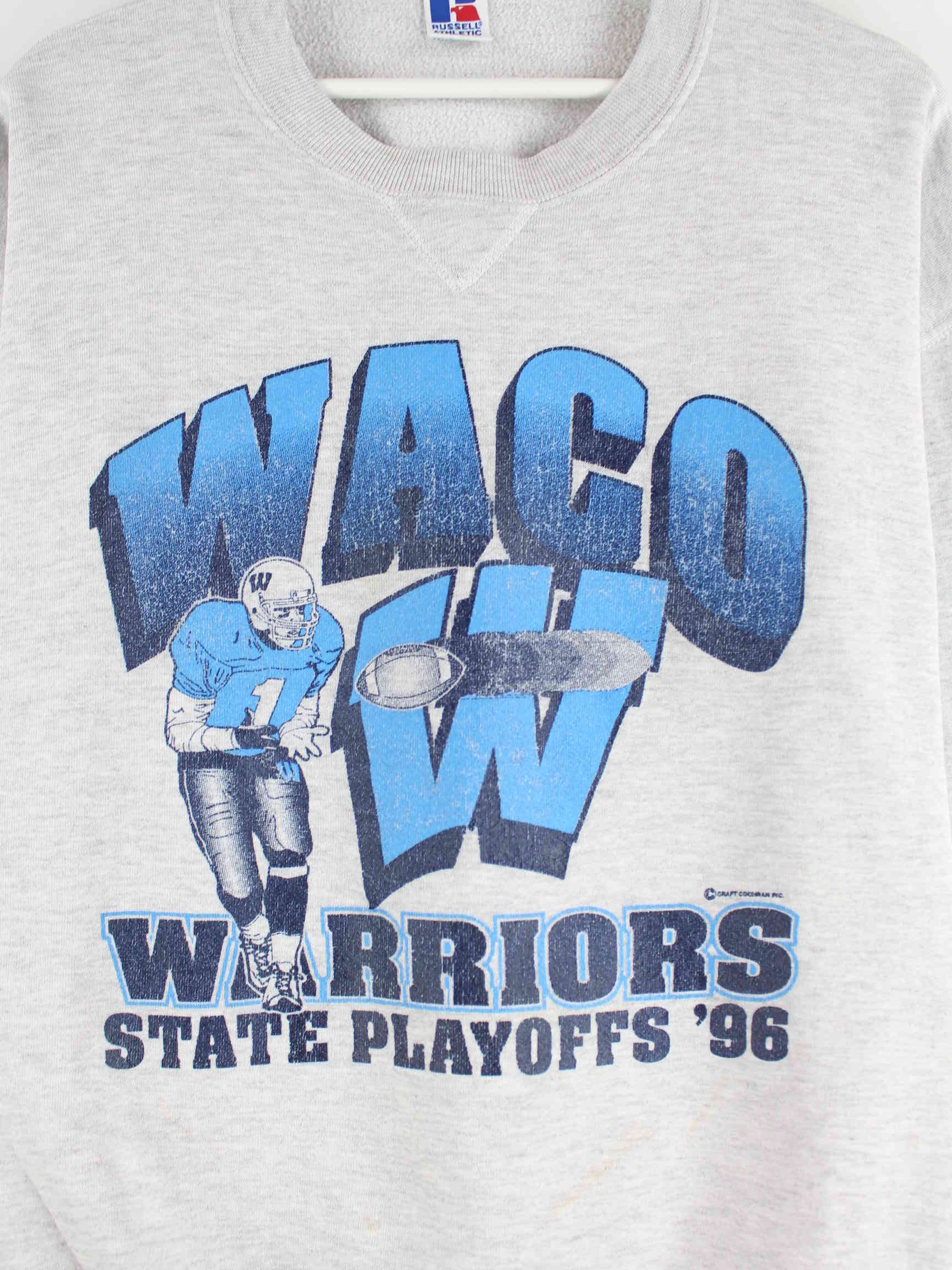 Russell Athletic 90s Vintage WACO Warriors Print Sweater Grau M (detail image 1)