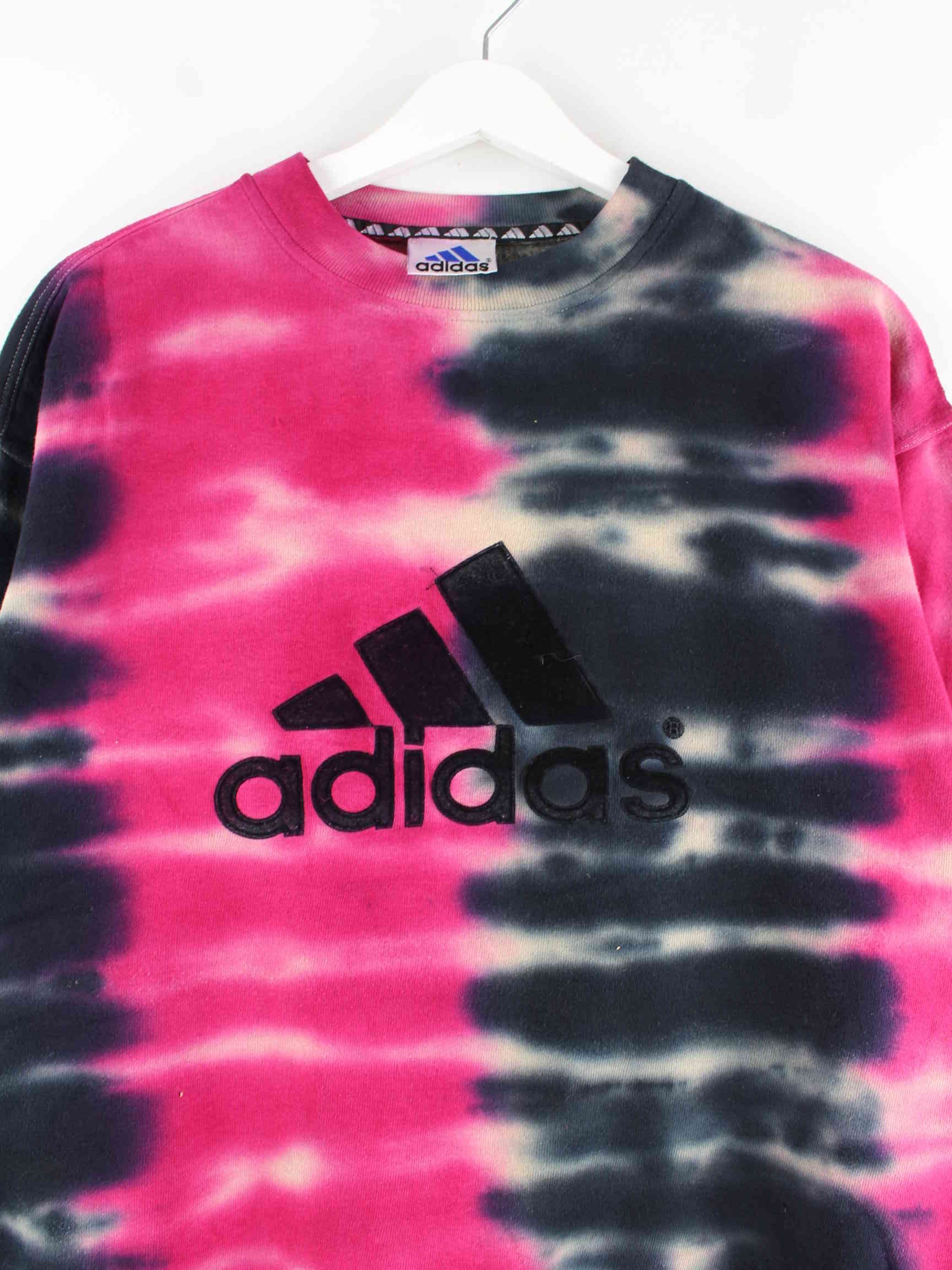 Adidas 90s Vintage Logo Embroidered Tie Dye Sweater Pink XS (detail image 1)