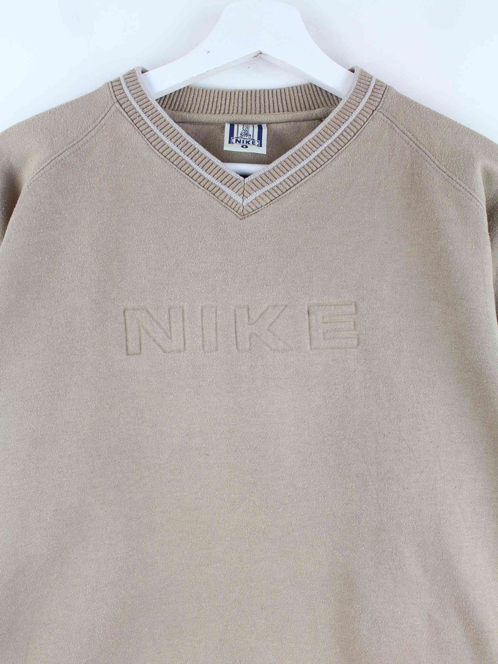 Nike Damen 90s Vintage V-Neck Sweater Braun S (detail image 1)