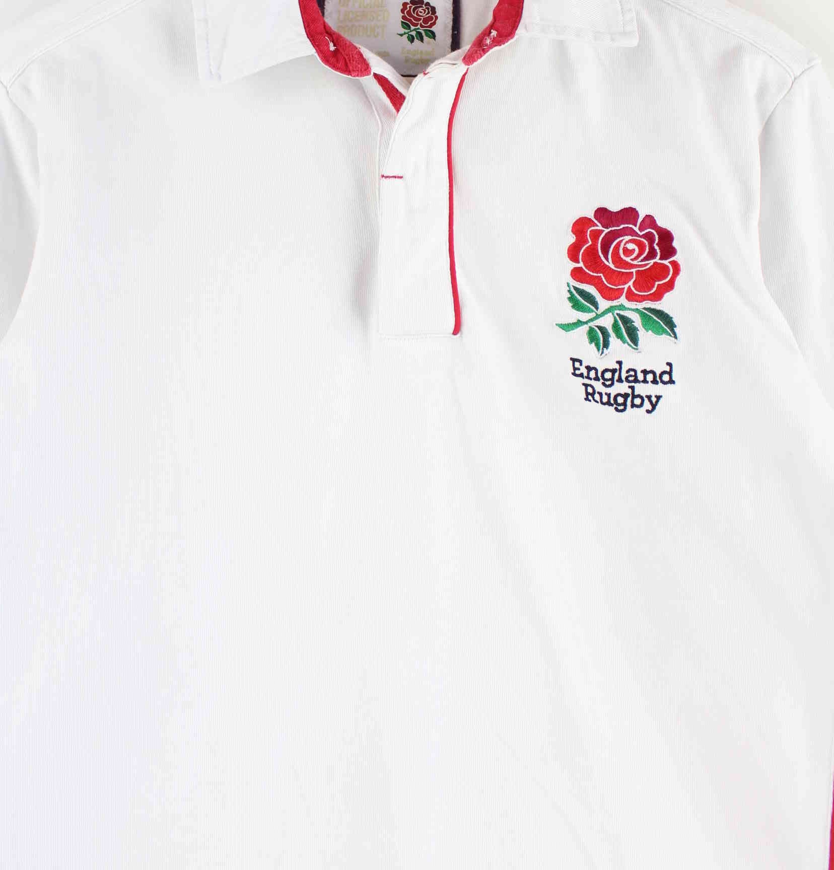 Vintage England Rugby Langarm Polo Weiß S (detail image 1)