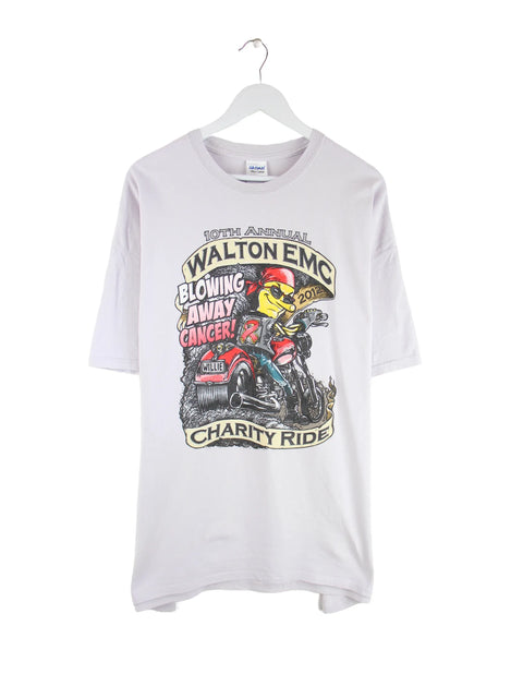 Gildan Charity Biker Print T-Shirt Rosa XXL