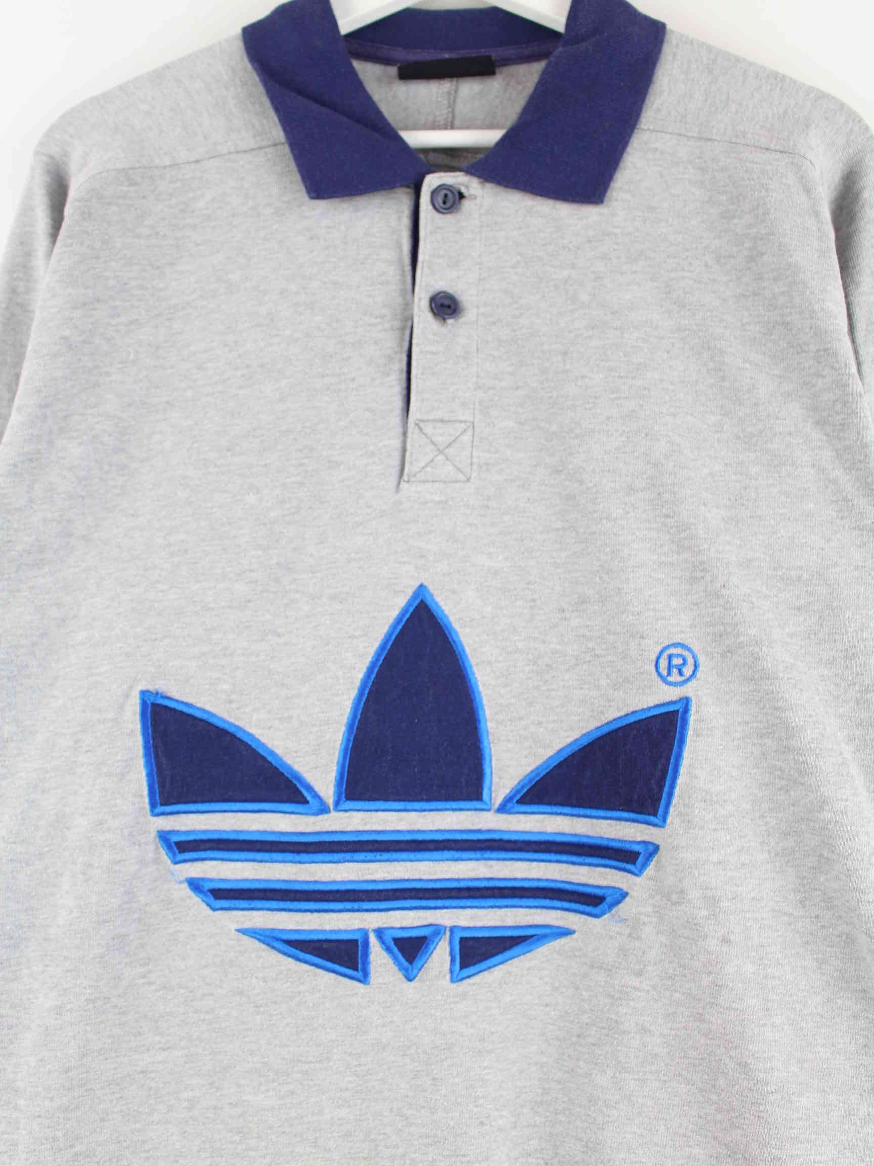 Adidas 90s Vintage Embroidered Trefoil Polo Grau L (detail image 1)