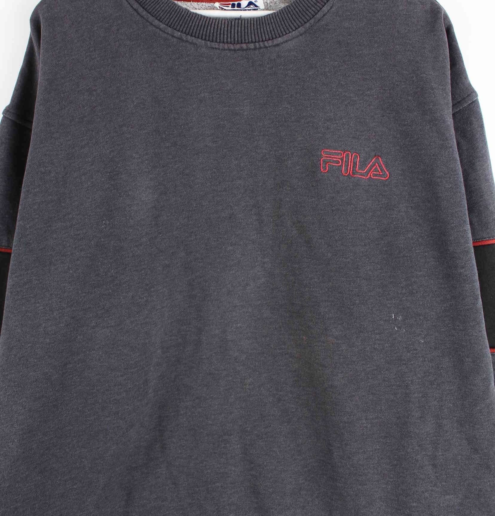 Fila 90s Vintage Embroidered Sweater Grau L (detail image 1)