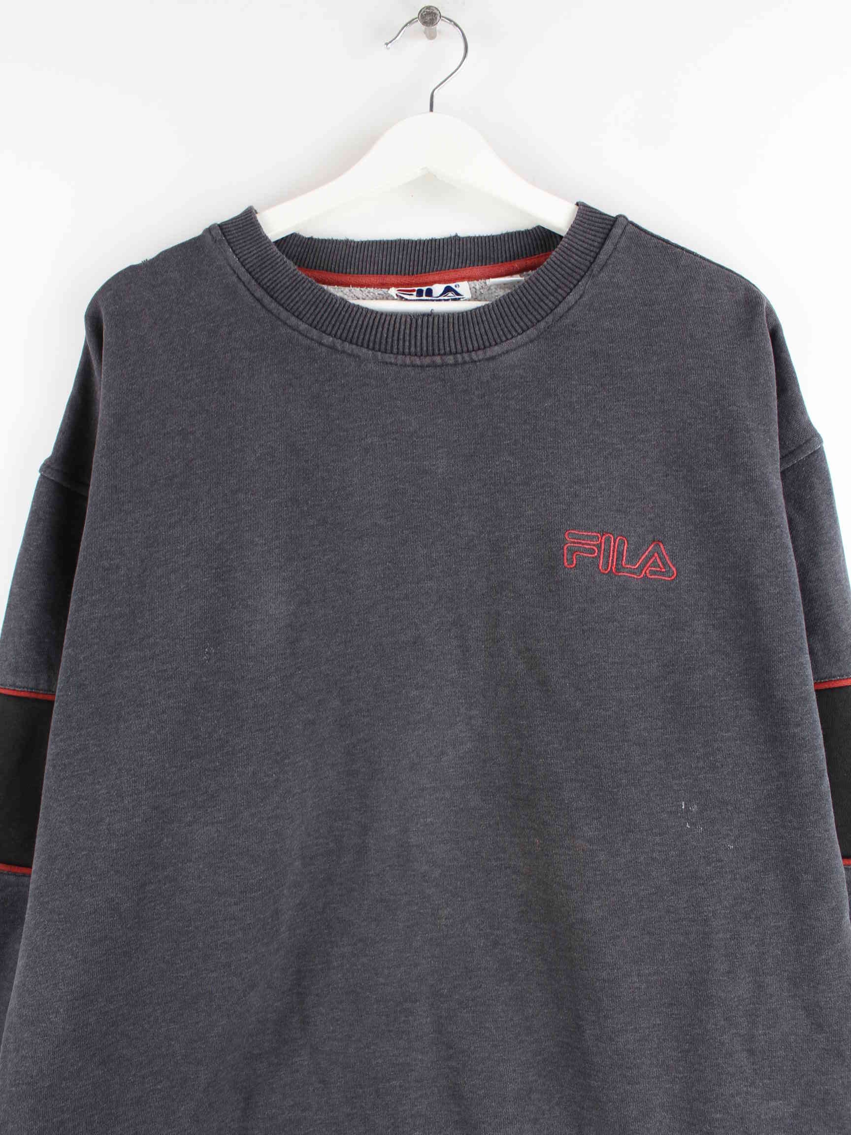 Fila 90s Vintage Embroidered Sweater Grau L (detail image 1)