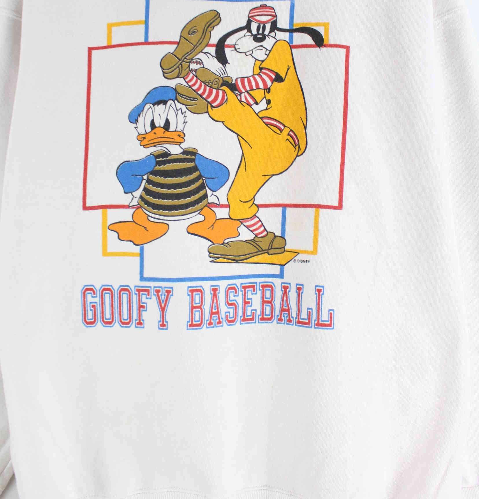 Disney 90s Mickey x Goofy Baseball Print Sweater Weiß L (detail image 1)