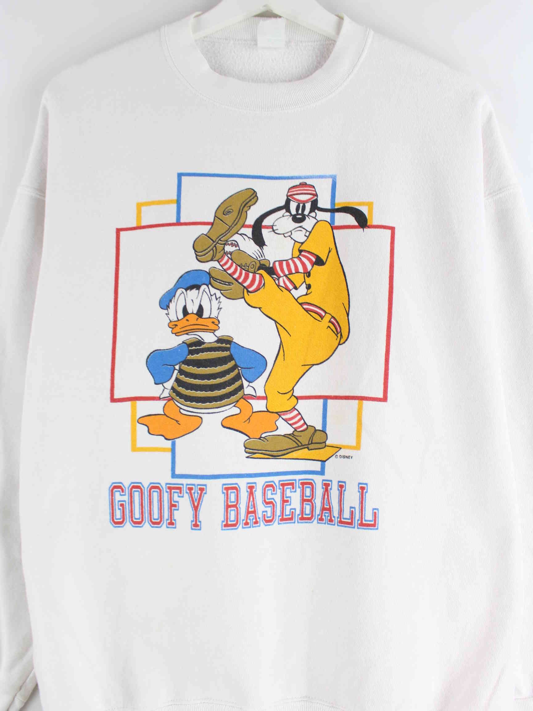 Disney 90s Mickey x Goofy Baseball Print Sweater Weiß L (detail image 1)