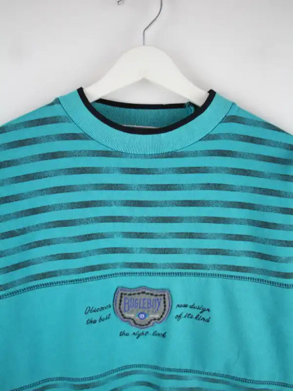 Bugle Boy Sweater Türkis M – Detailansicht Vorderseite