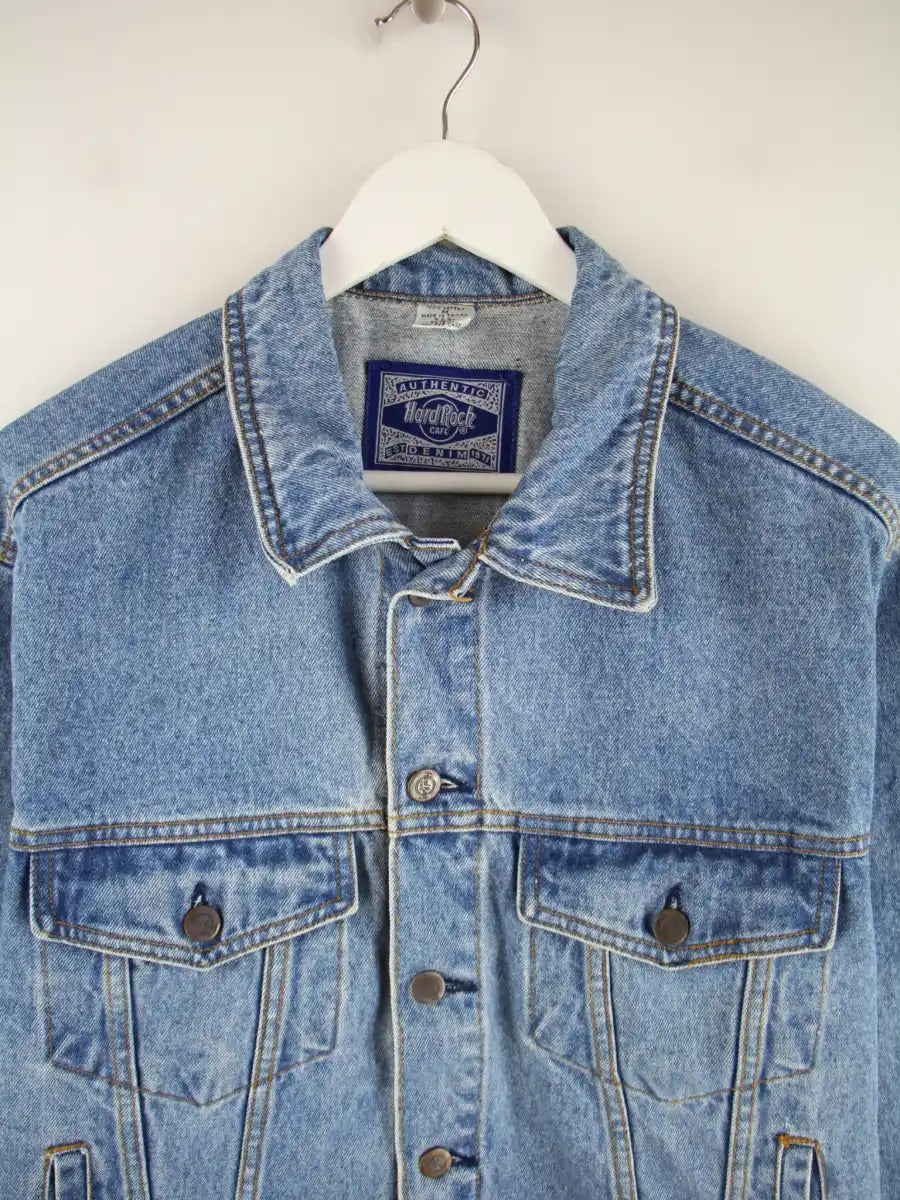 Hard Rock Cafe Jeansjacke Blau M – Detailansicht Vorderseite