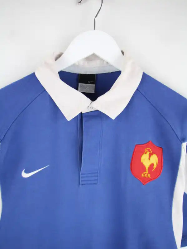 Nike Polo Blau L – Detailansicht Vorderseite