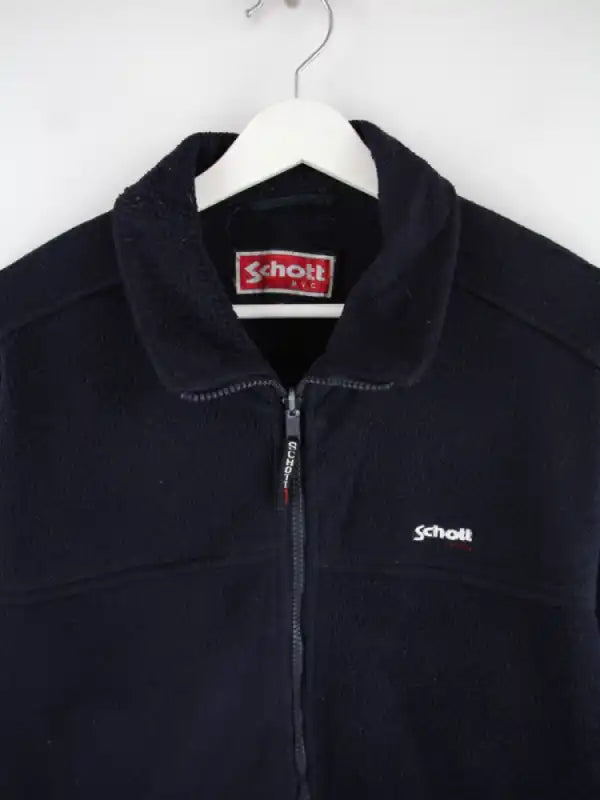 Schott Fleece Blau L – Detailansicht Vorderseite
