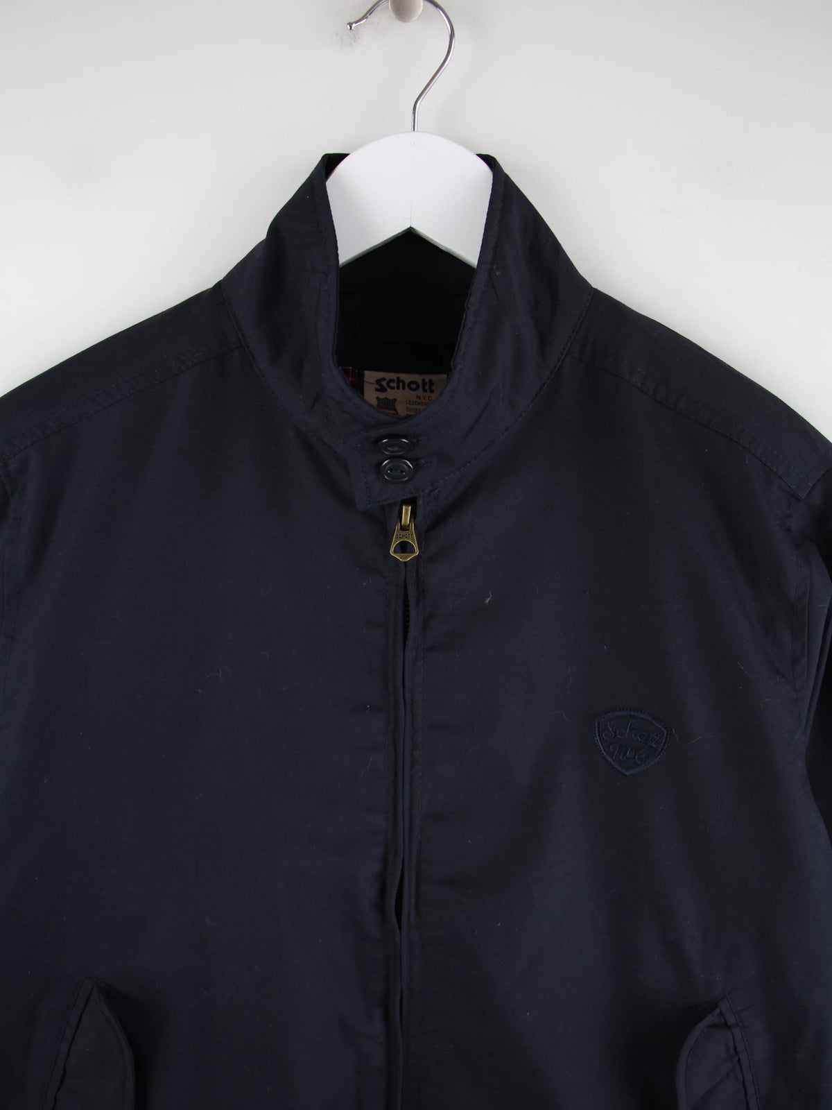 Schott Jacke Blau L – Detailansicht Vorderseite