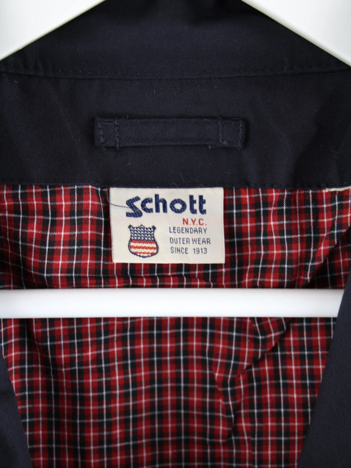Schott Jacke Blau L – Etikett