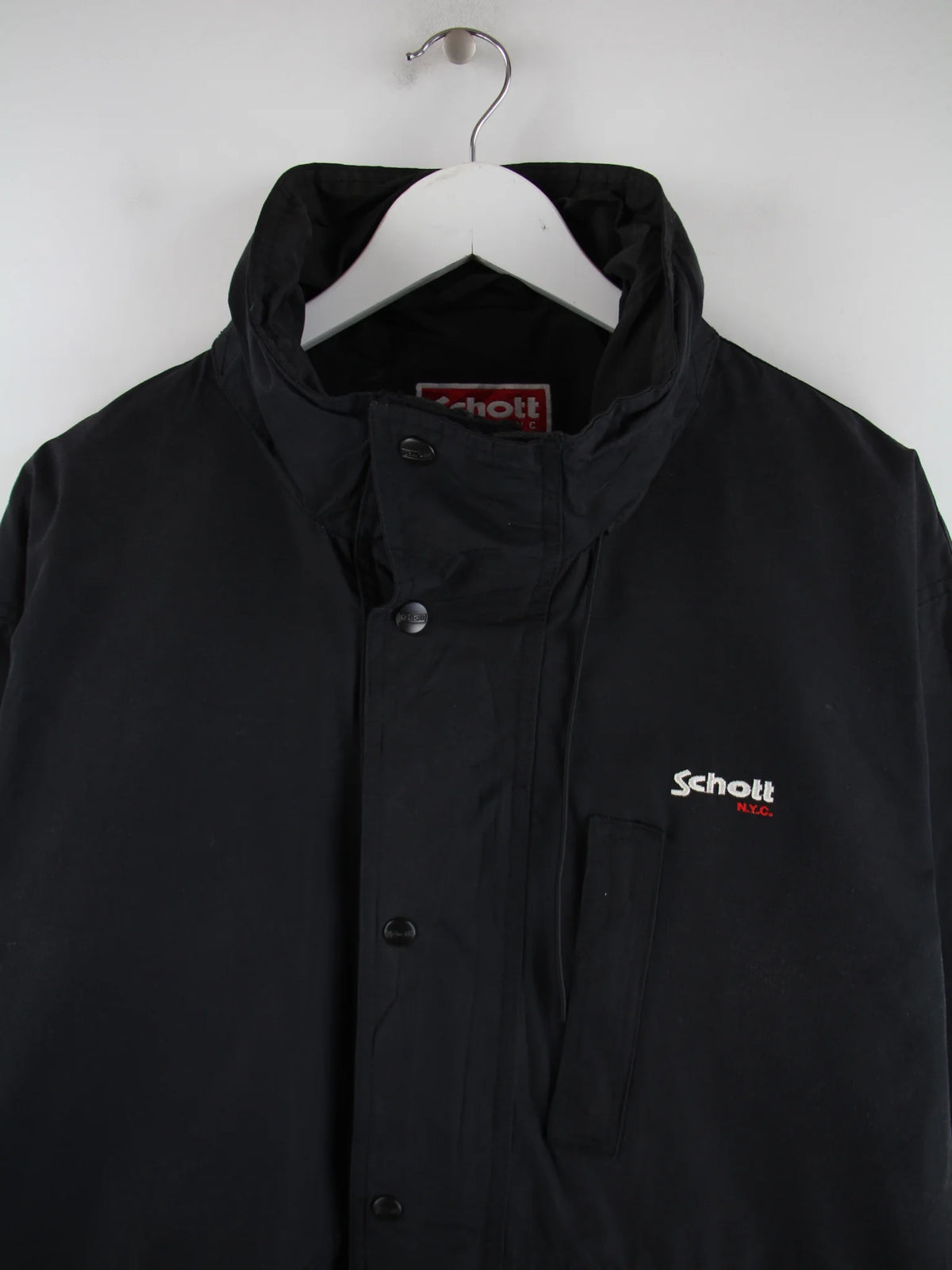 Schott Leichte Jacke Schwarz M – Detailansicht Vorderseite