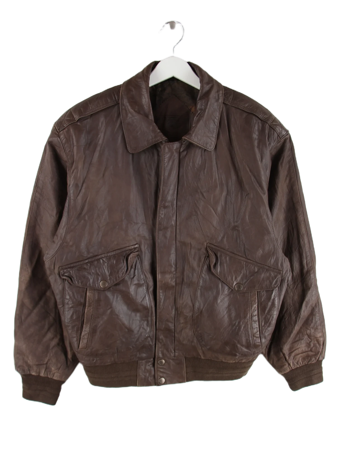 Vintage Lederjacke Braun M – Vorderseite