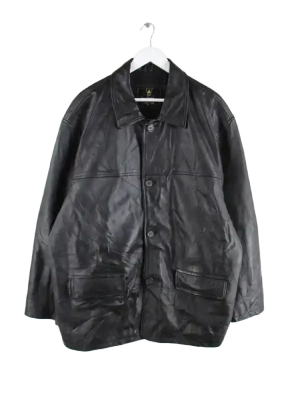 Vintage Lederjacke Schwarz XL – Vorderseite