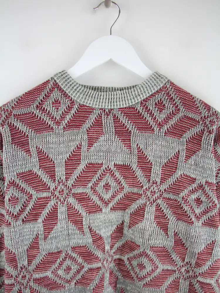 Vintage Pullover Grau L – Detailansicht Vorderseite