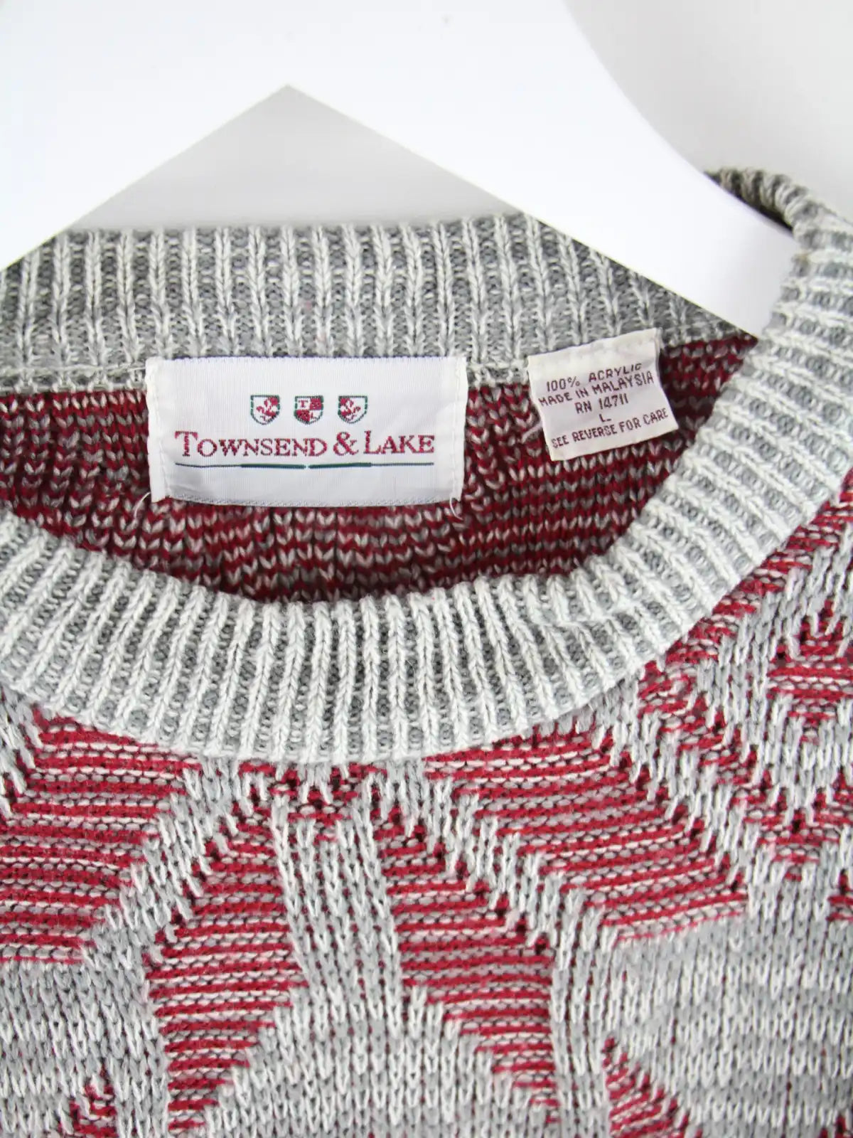 Vintage Pullover Grau L – Etikett