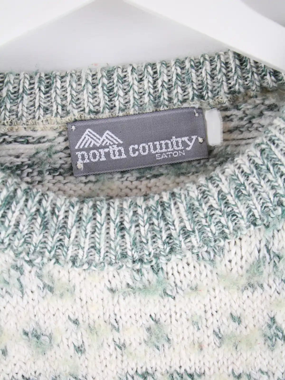 Vintage Pullover Weiß L – Etikett