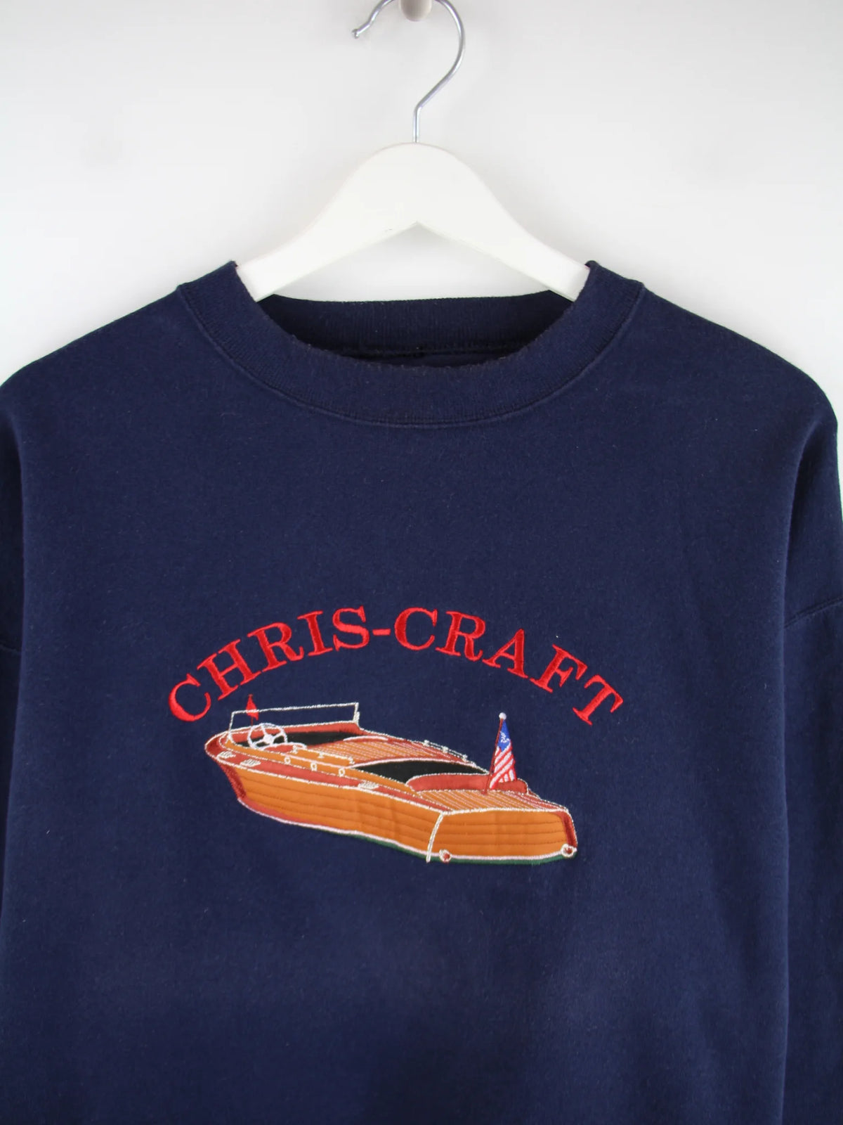 Vintage Sweater Blau L – Detailansicht Vorderseite