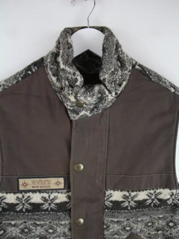 Vintage Weste Grau M – Detailansicht Vorderseite
