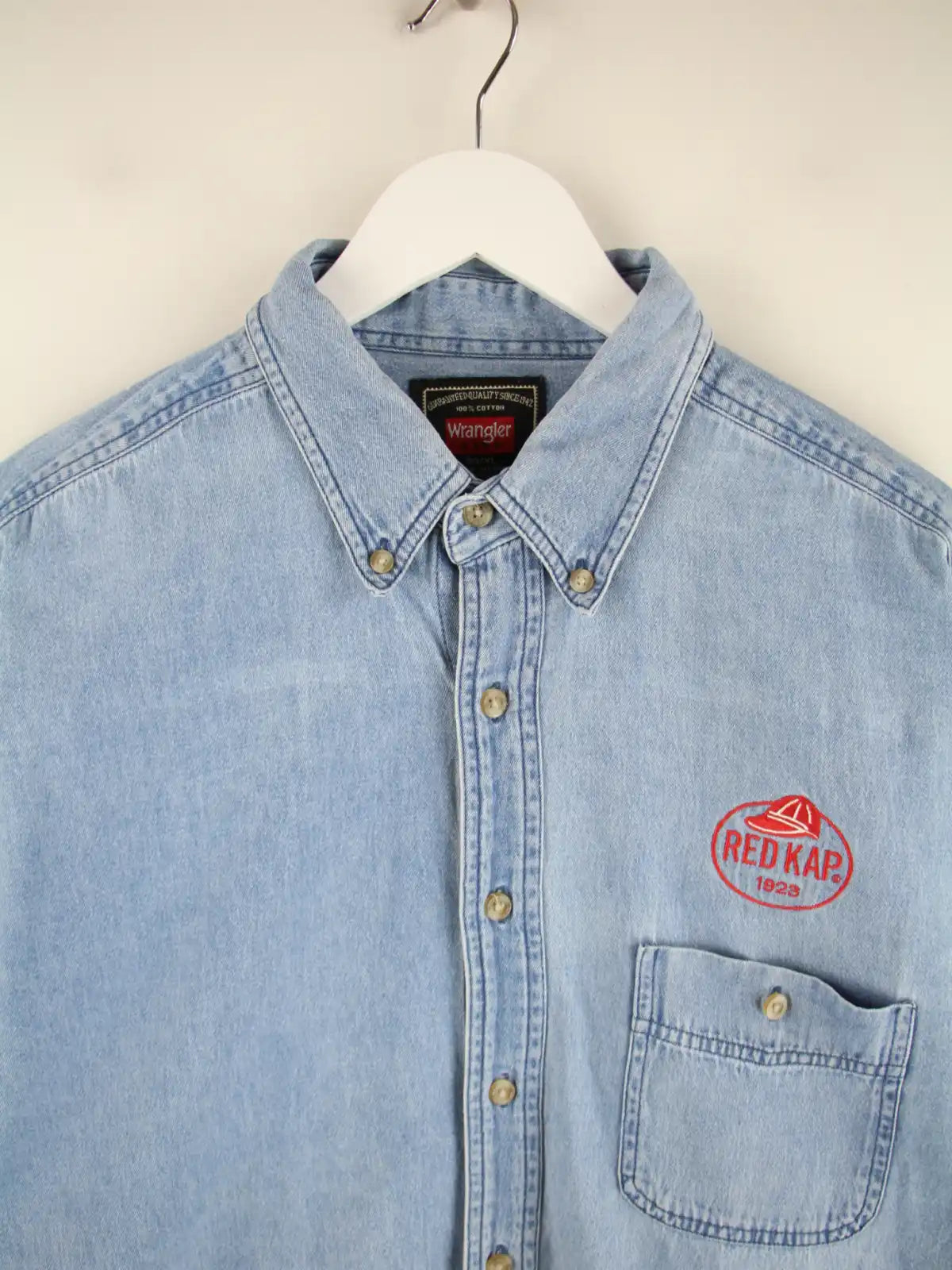 Wrangler Freizeit Hemd Blau XL – Detailansicht Vorderseite