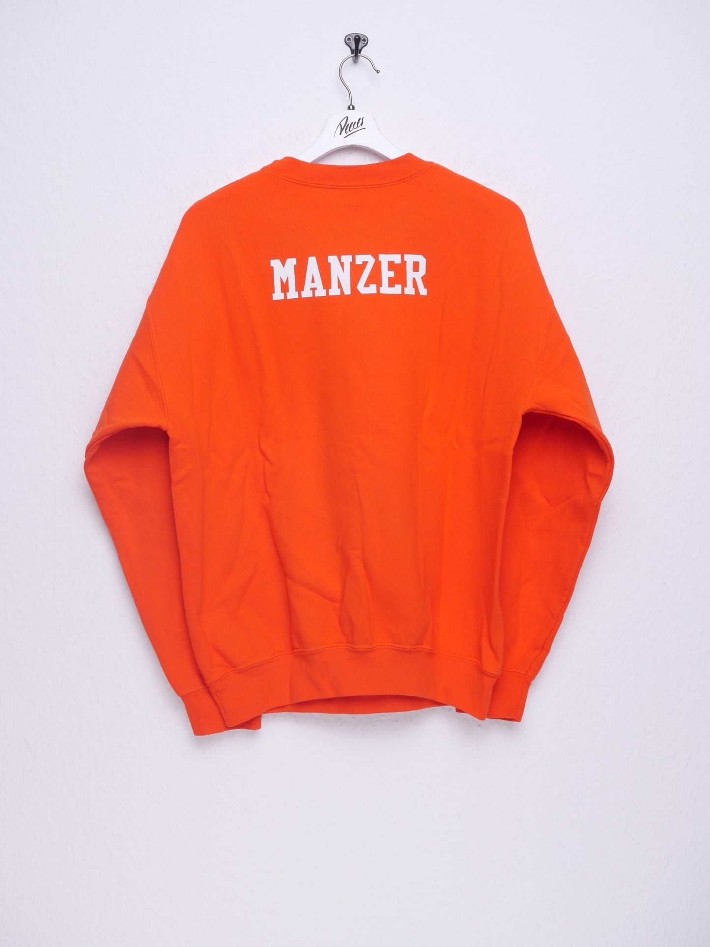 2013 West Varsity printed Spellout orange Sweater - Peeces