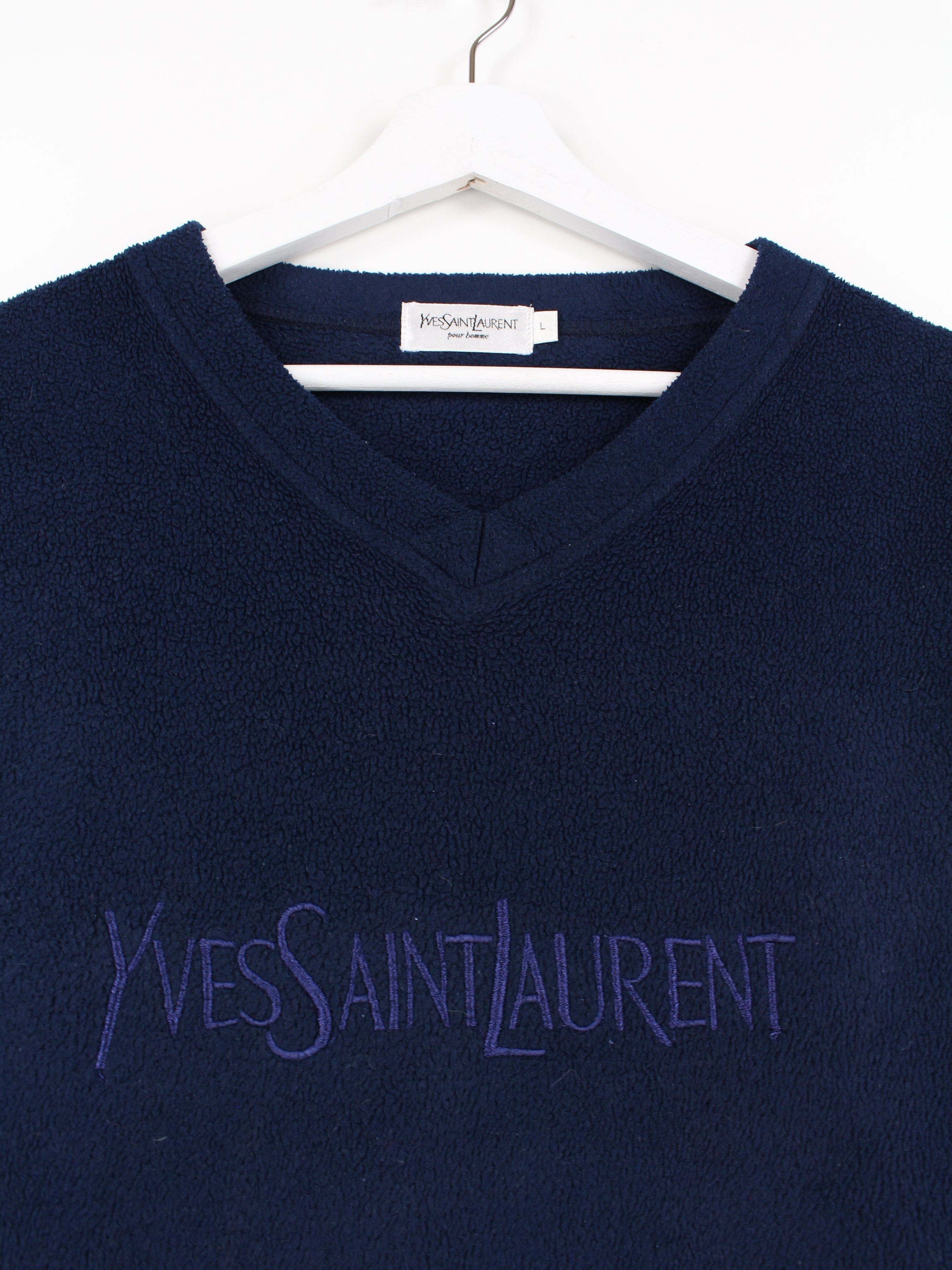 Yves Saint Laurent Fleece Sweater Blue L – Peeces