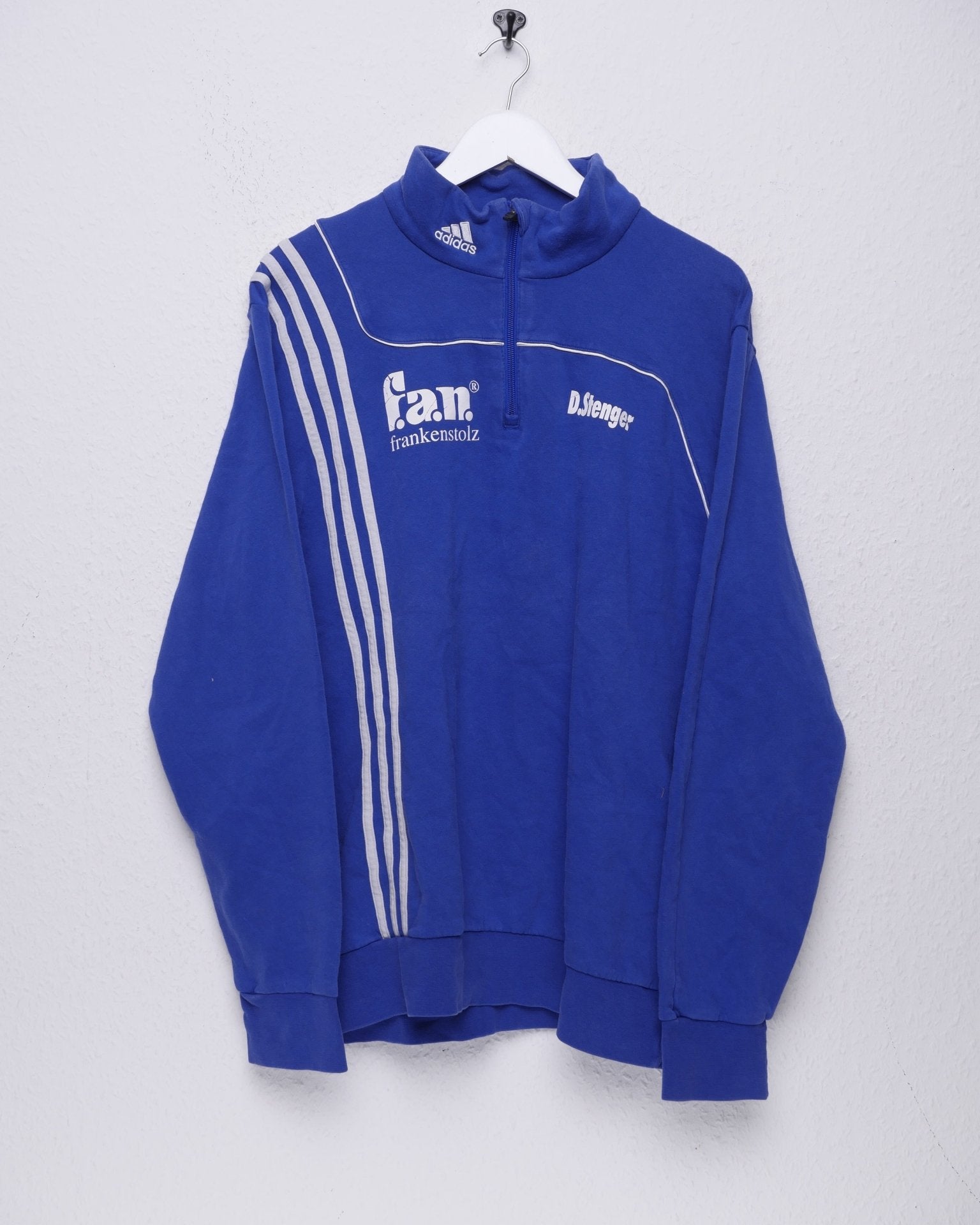 Adidas embroidered Logo blue Half Zip Sweater - Peeces