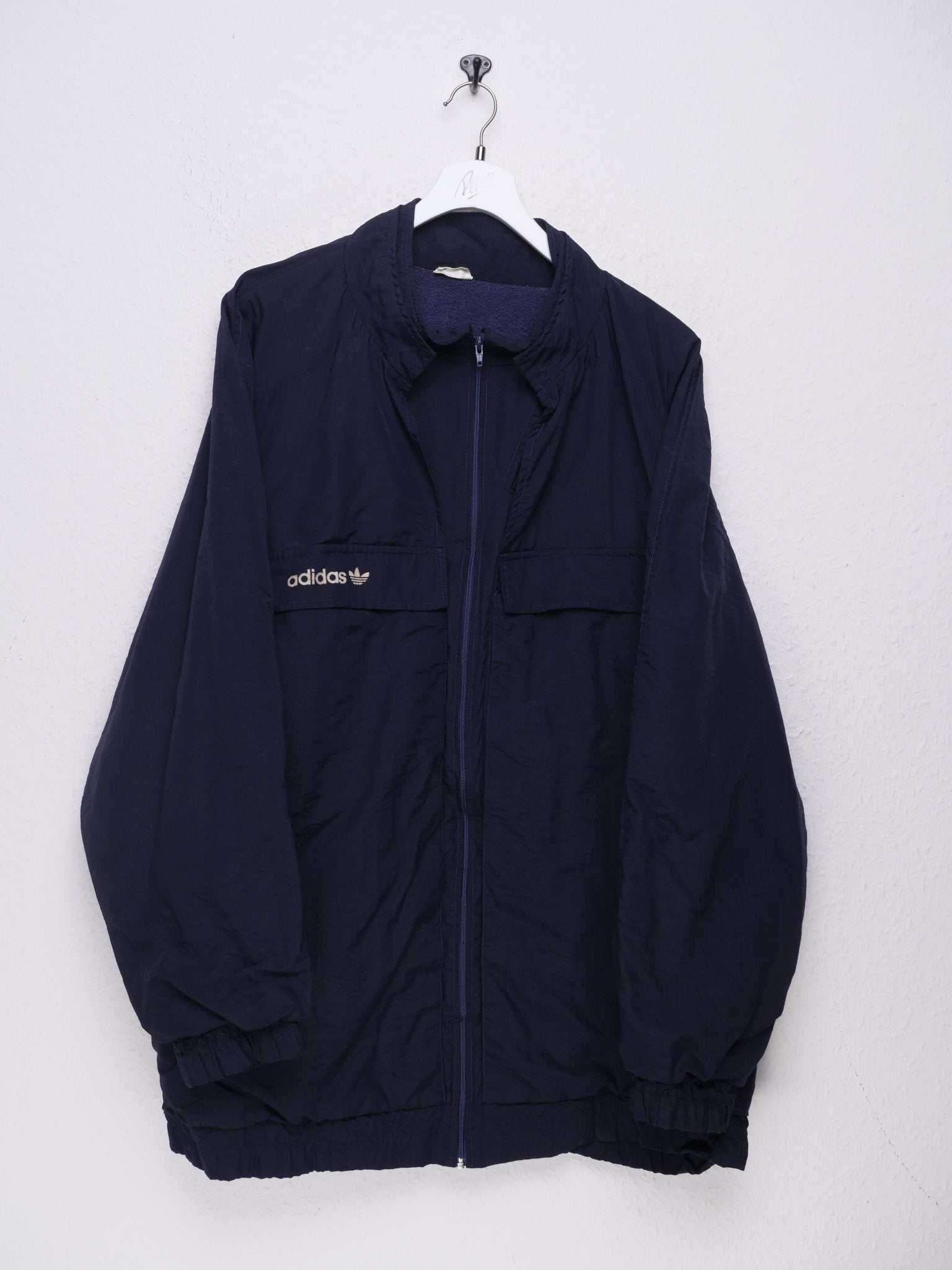 Adidas embroidered Logo navy thick Track Jacket - Peeces