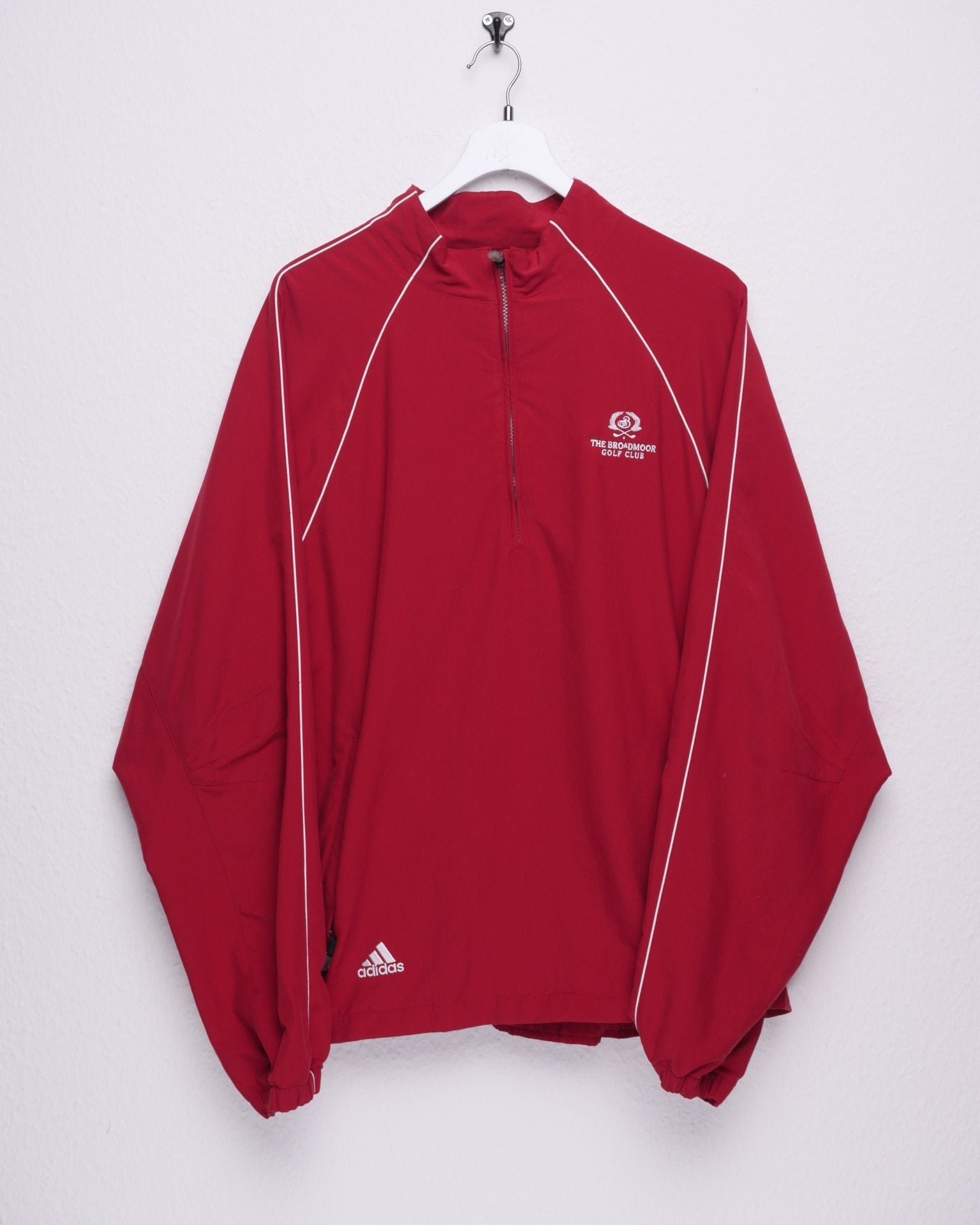 Adidas embroidered Logo 'The Broadmoor Golf Club' red Half Zip Track Jacket - Peeces