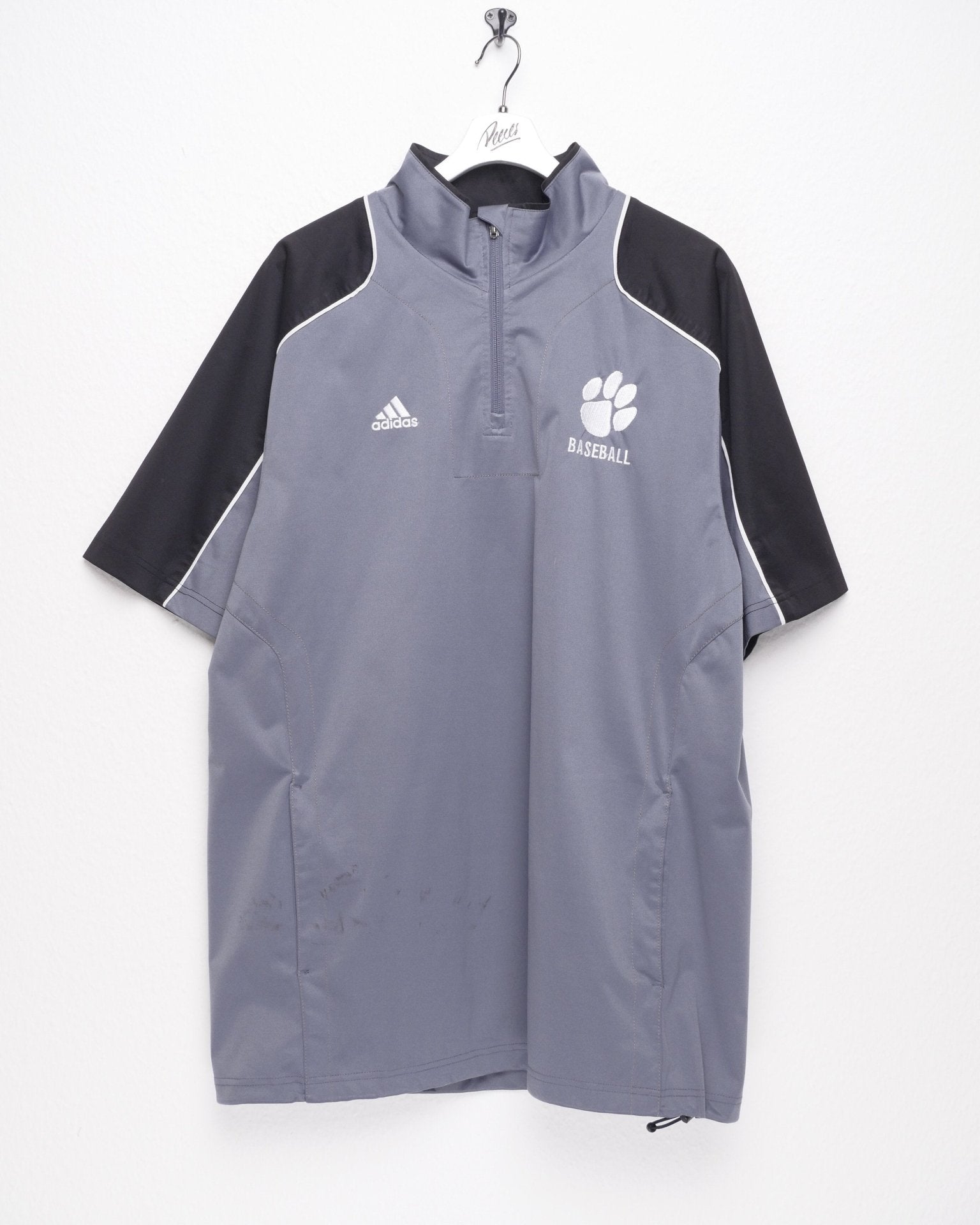 adidas embroidered Logo two toned Half Zip Jersey Shirt - Peeces