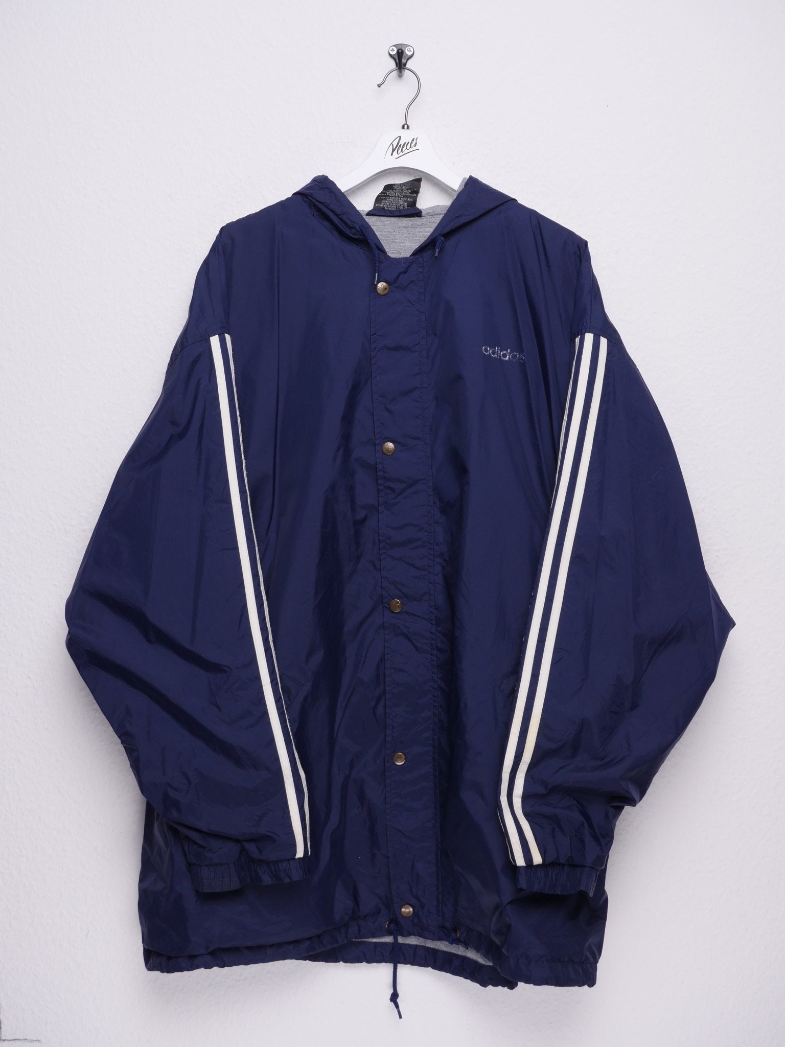 Adidas printed Spellout navy Vintage Track Jacket - Peeces