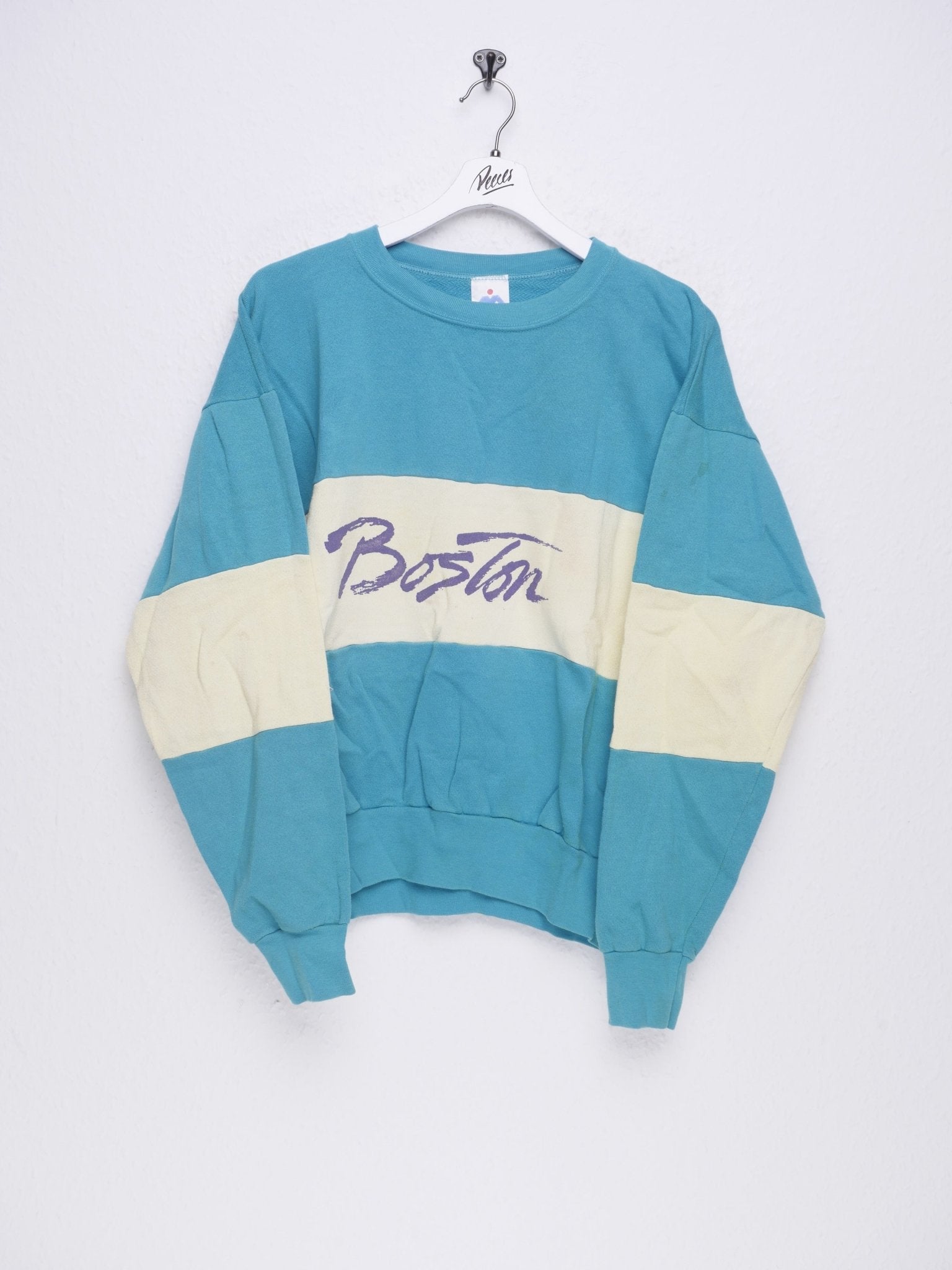 Boston printed Spellout Vintage Sweater - Peeces