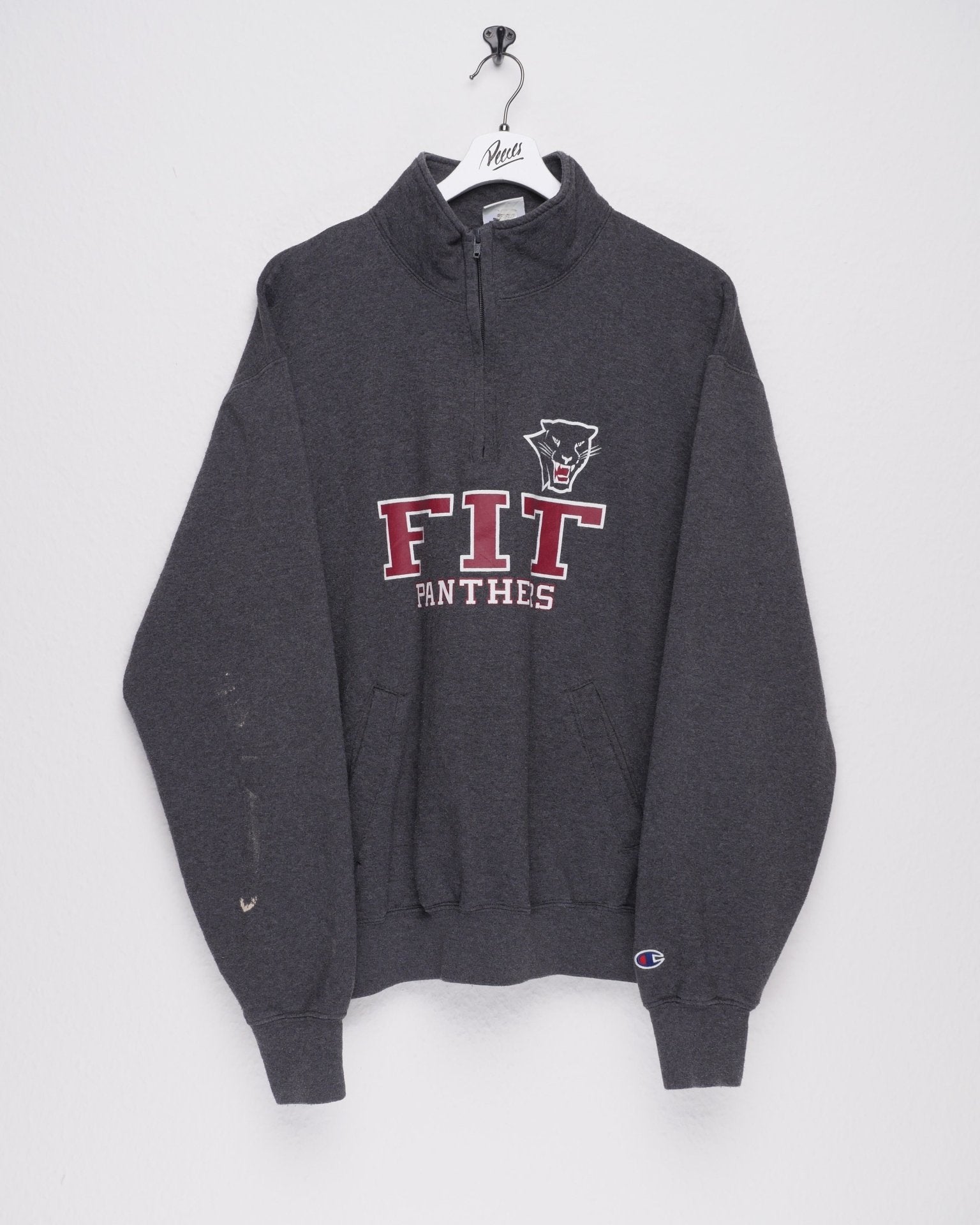 champion embroidered Logo 'FIT Panthers' Print Half Zip Sweater - Peeces