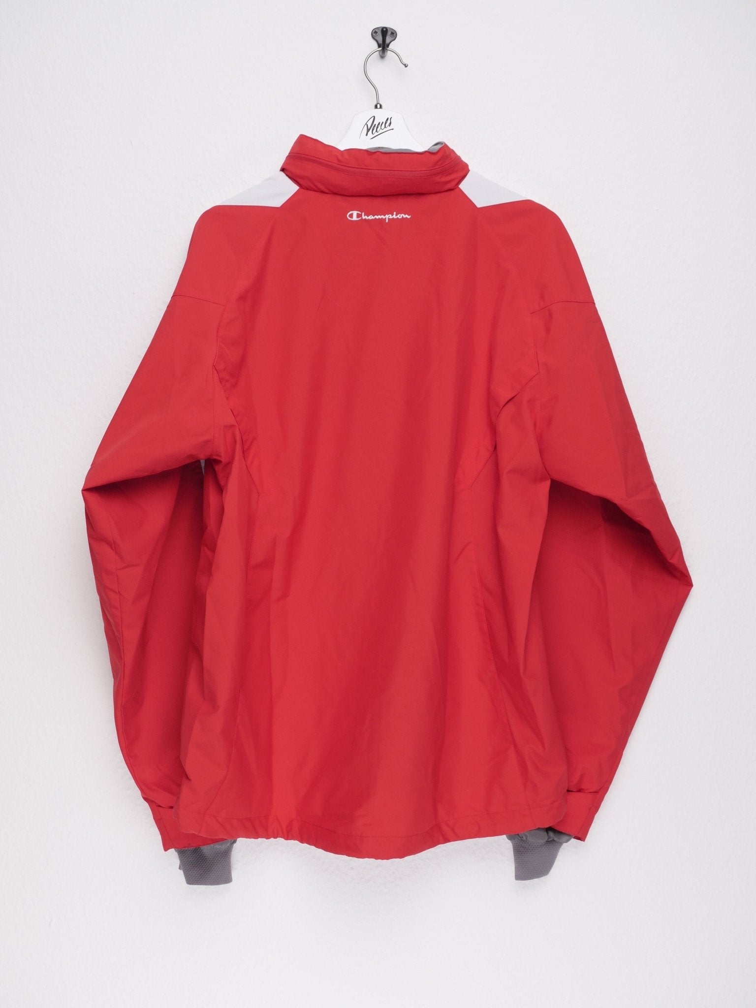 champion embroidered Spellout/Logo red Track Jacket - Peeces