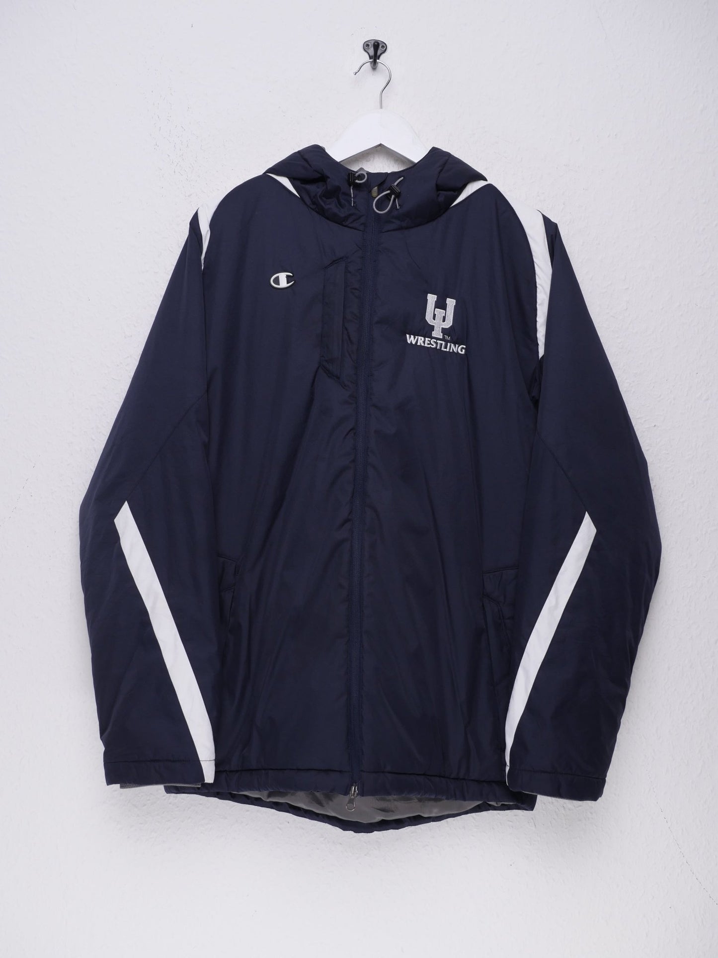 Champion Gum Logo 'Wrestling' embroidered navy thick Track Jacket - Peeces