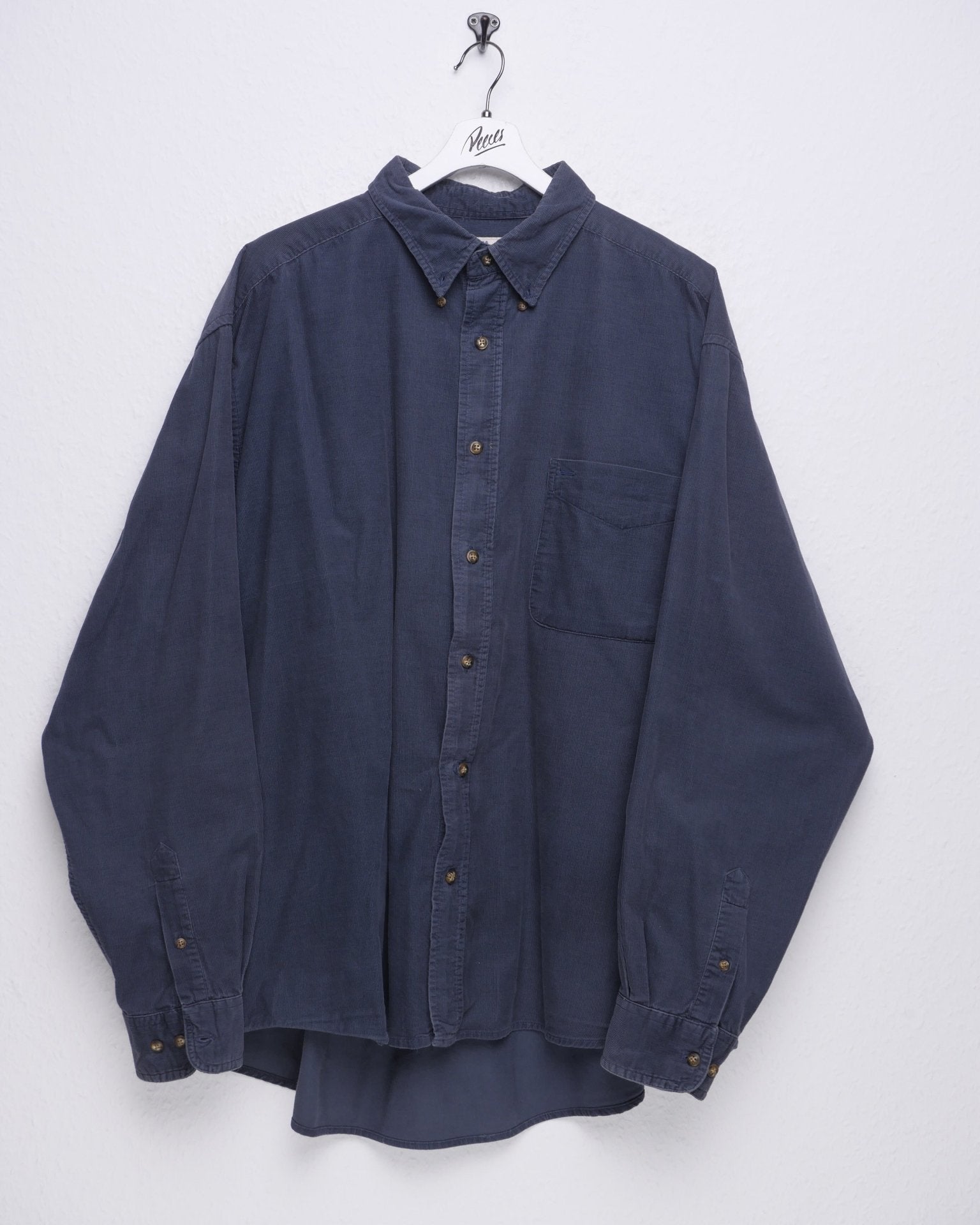 Corduroy blue Flannel Vintage Langarm Hemd - Peeces