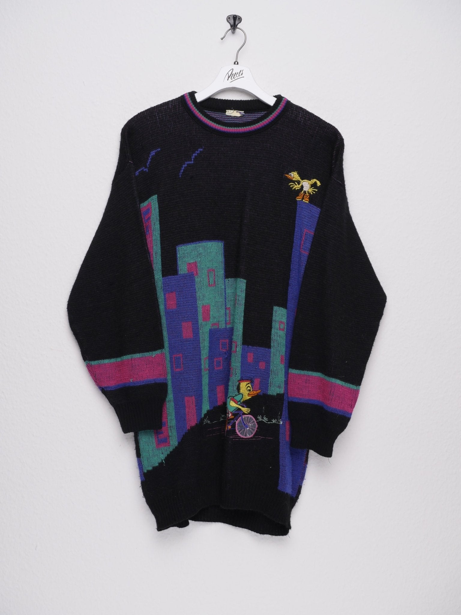 embroidered graphic knitted wool Sweater - Peeces