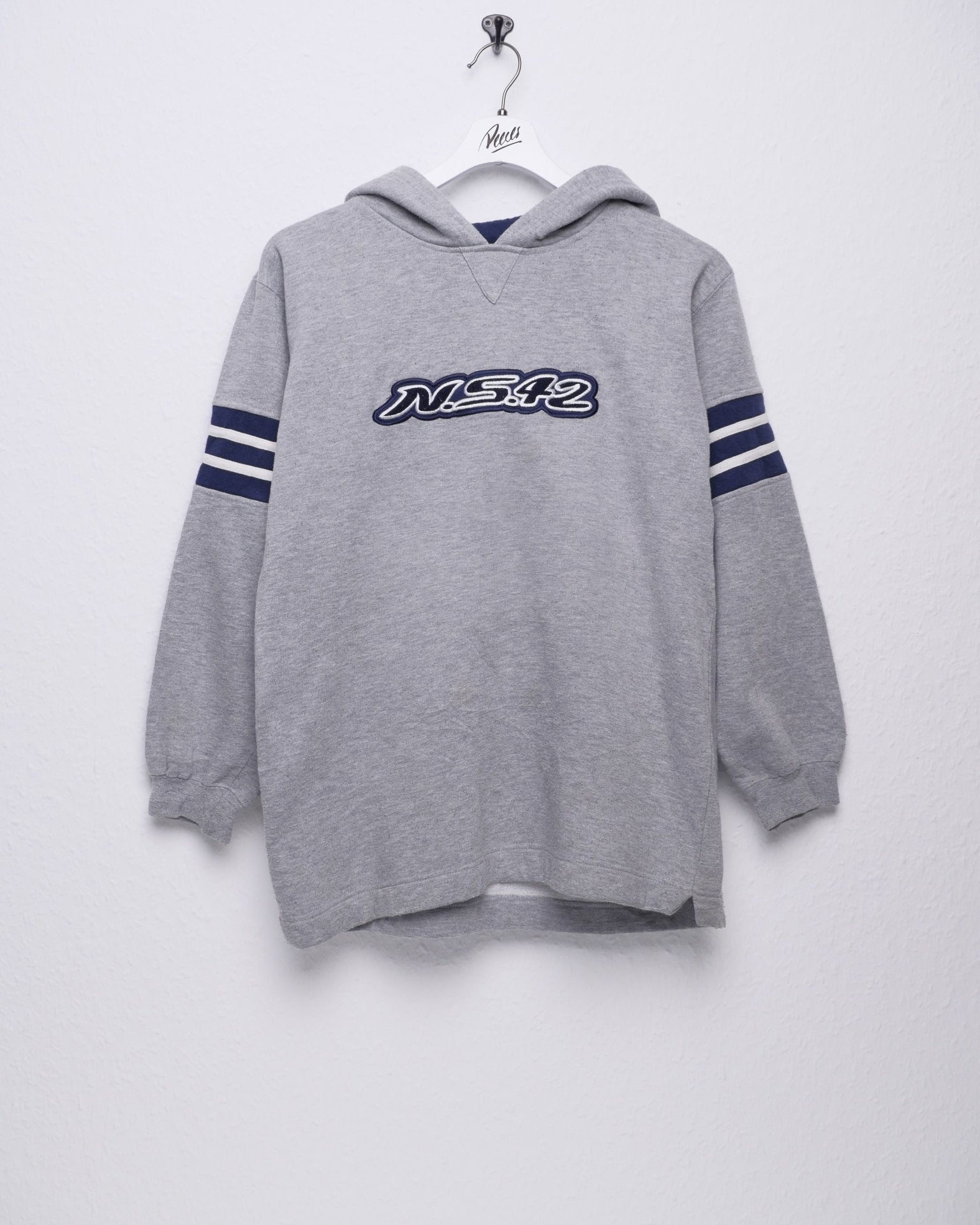 embroidered Spellout grey Hoodie - Peeces