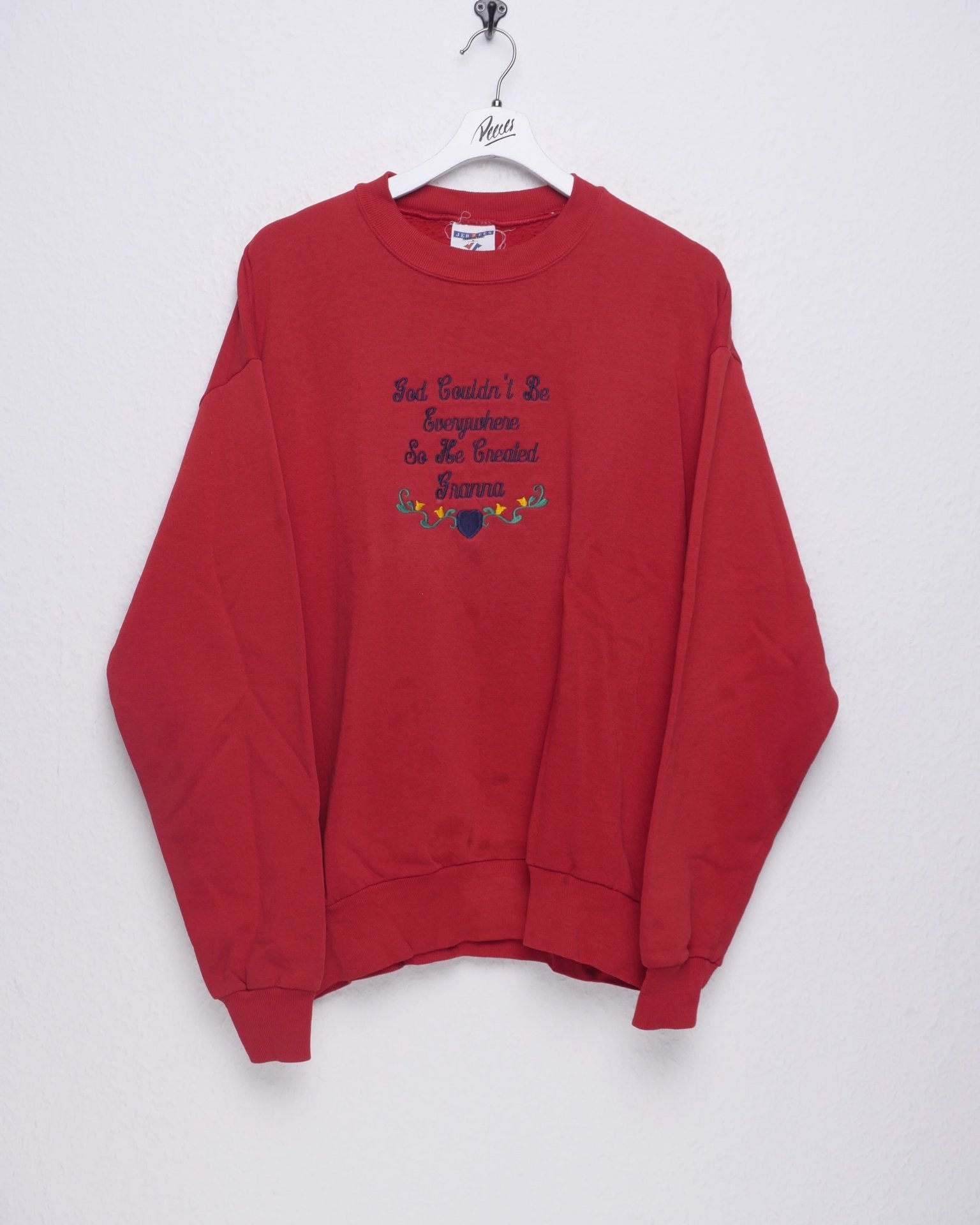 God Couldn't Be Everywhere embroidered Spellout Vintage Sweater - Peeces