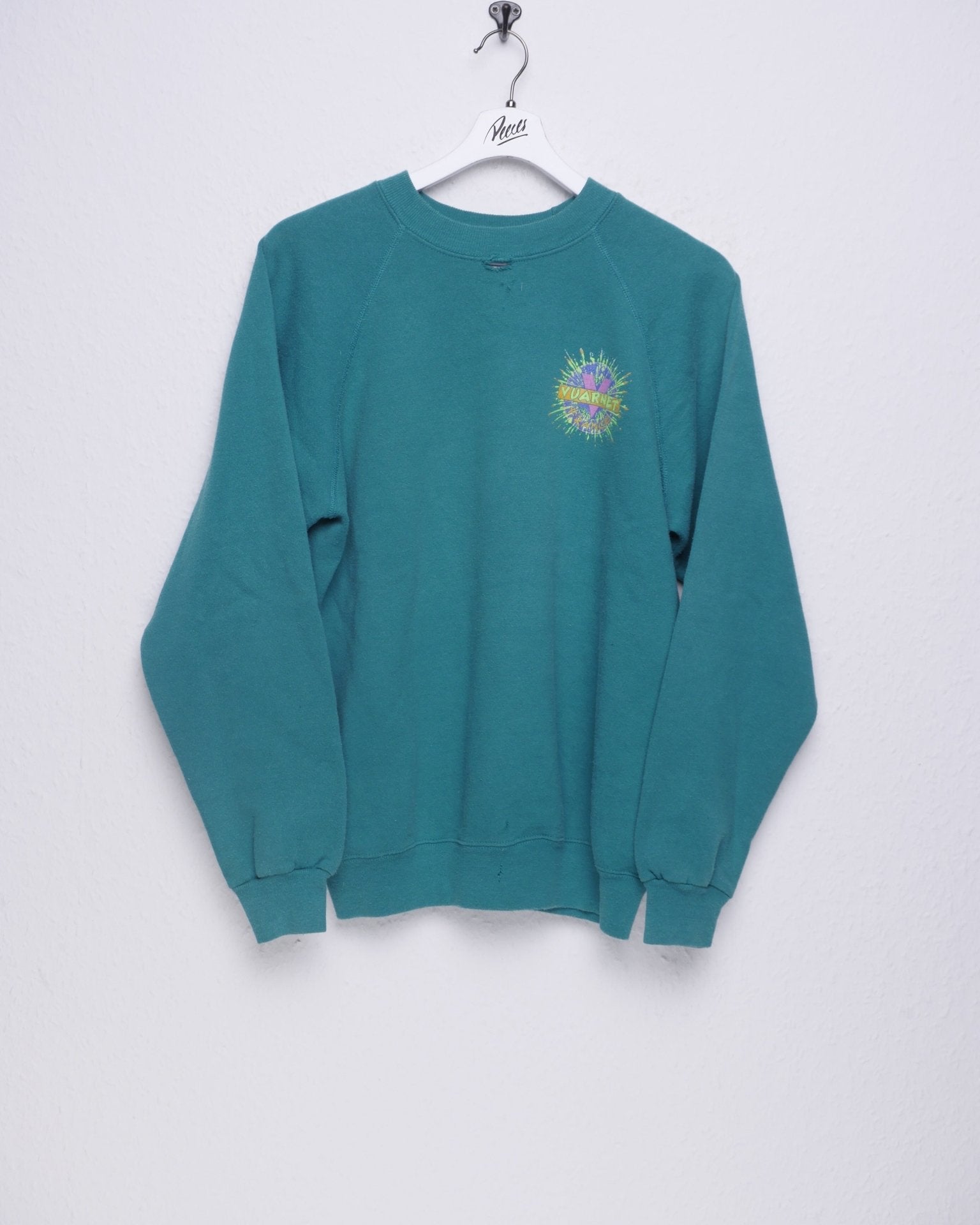 hanes printed Logo 'Vuarnet' turquoise Vintage Sweater - Peeces