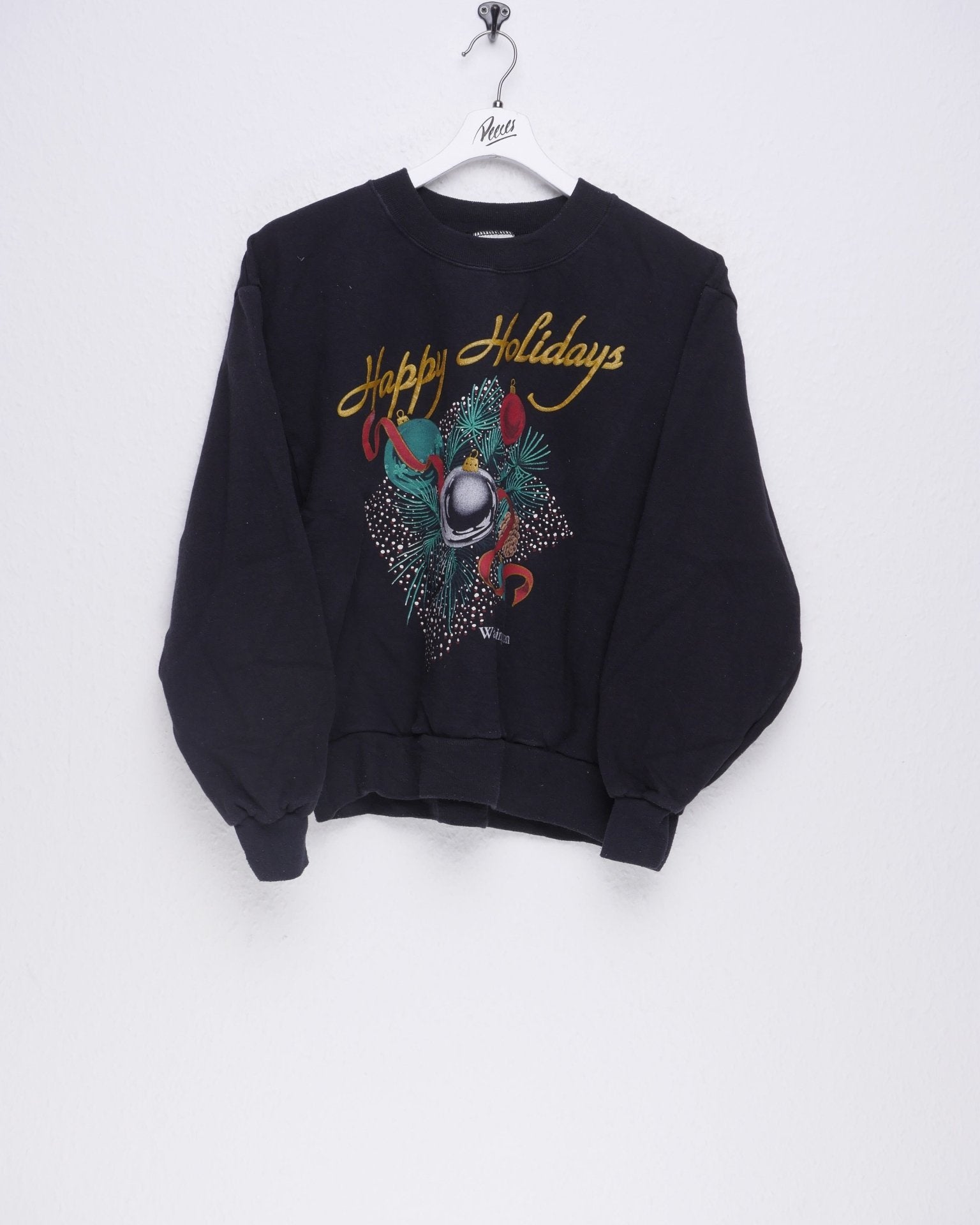 Happy Holidays printed Graphic Vintage Sweater - Peeces